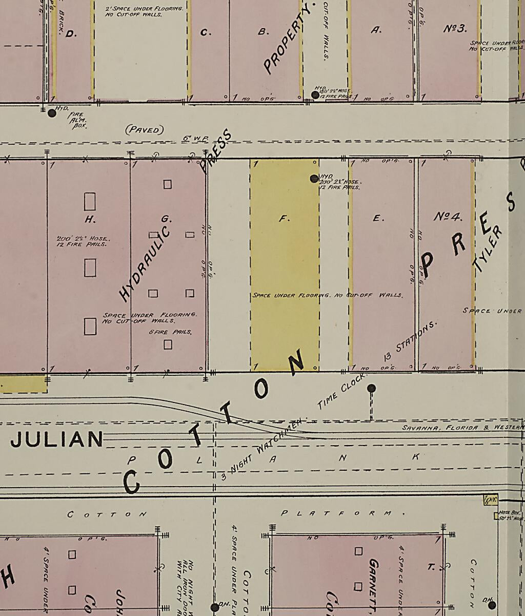 This old map of Savannah, Chatham County, Georgia was created by Sanborn Map Company in 1888