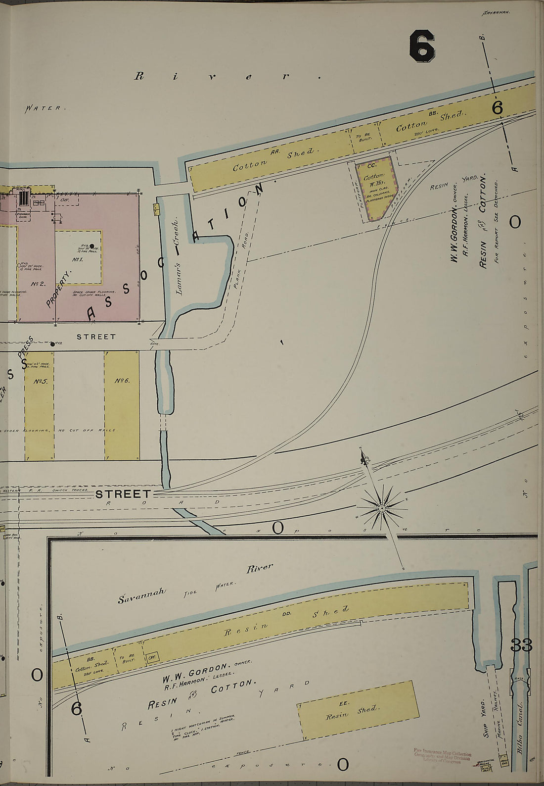 This old map of Savannah, Chatham County, Georgia was created by Sanborn Map Company in 1888