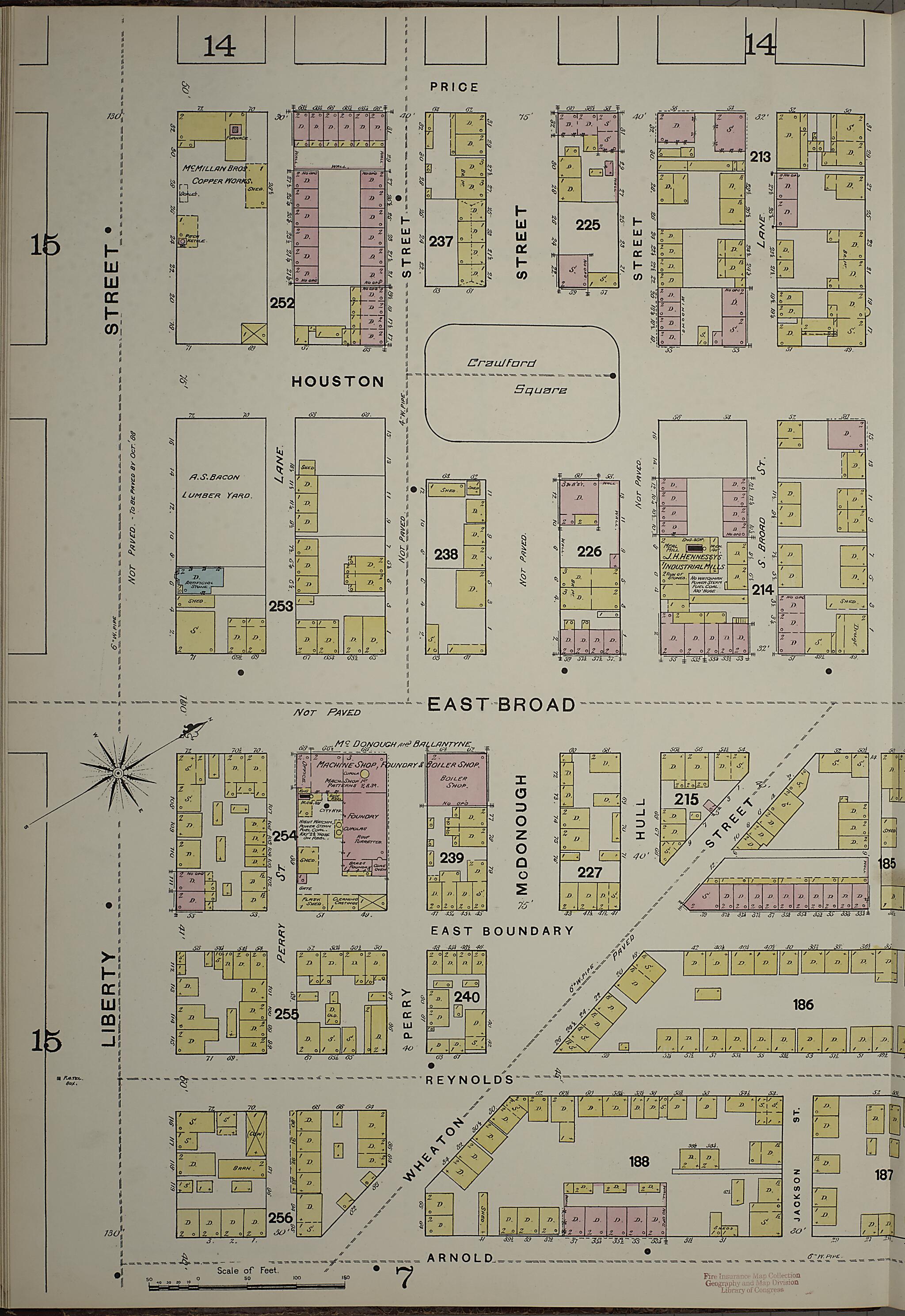 This old map of Savannah, Chatham County, Georgia was created by Sanborn Map Company in 1888