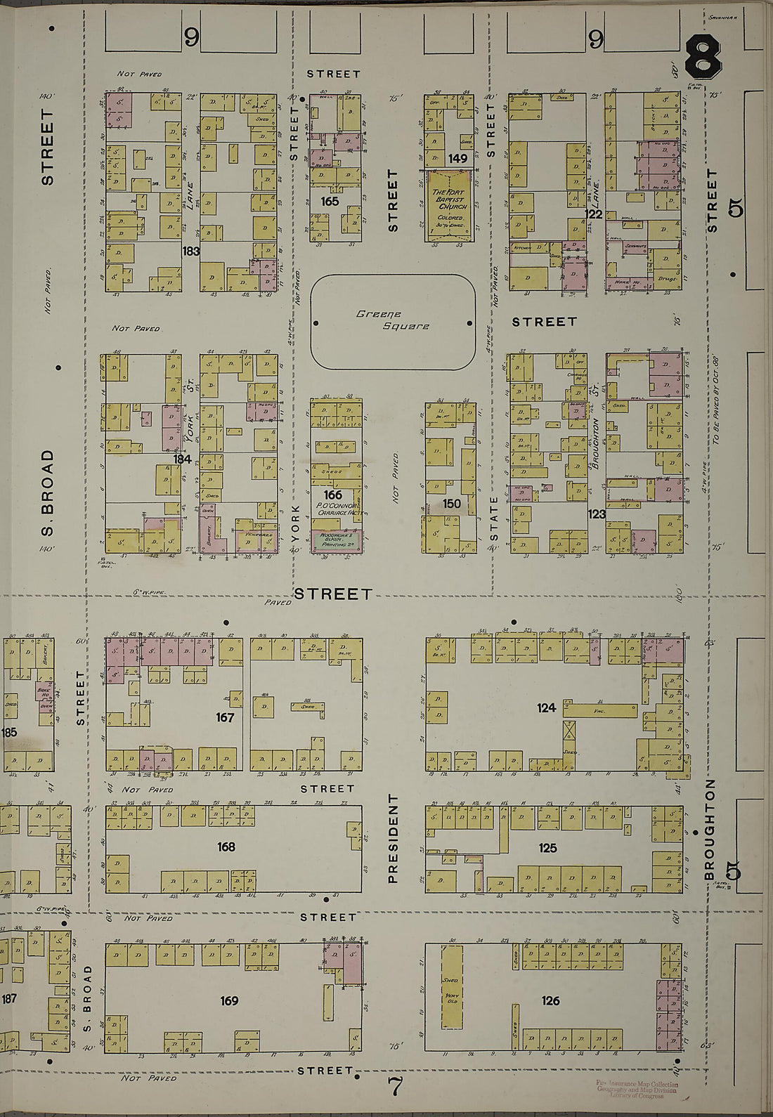 This old map of Savannah, Chatham County, Georgia was created by Sanborn Map Company in 1888