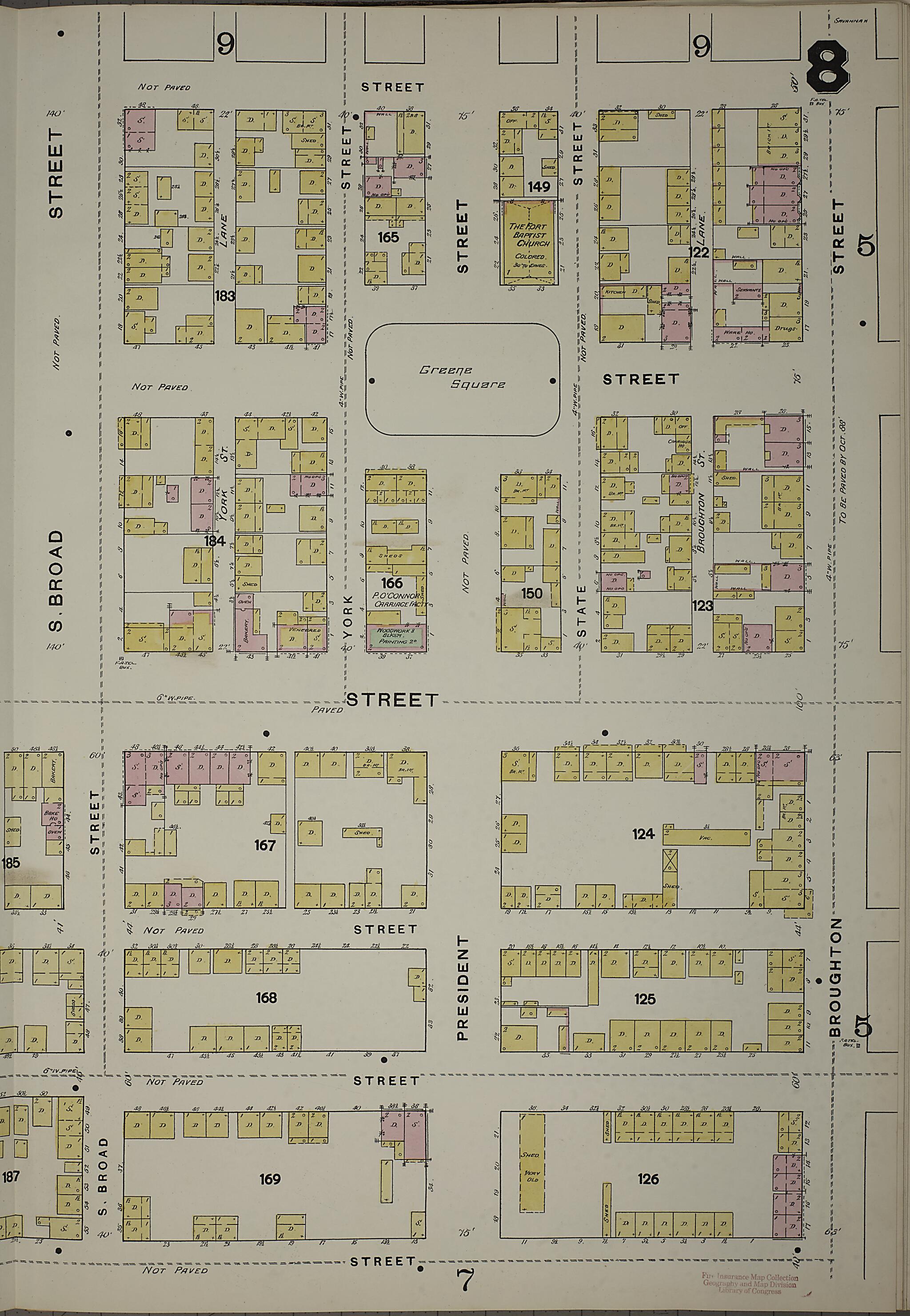 This old map of Savannah, Chatham County, Georgia was created by Sanborn Map Company in 1888