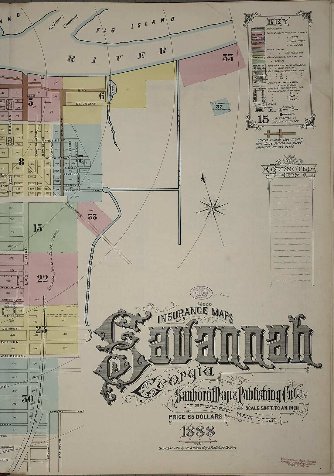 This old map of Savannah, Chatham County, Georgia was created by Sanborn Map Company in 1888