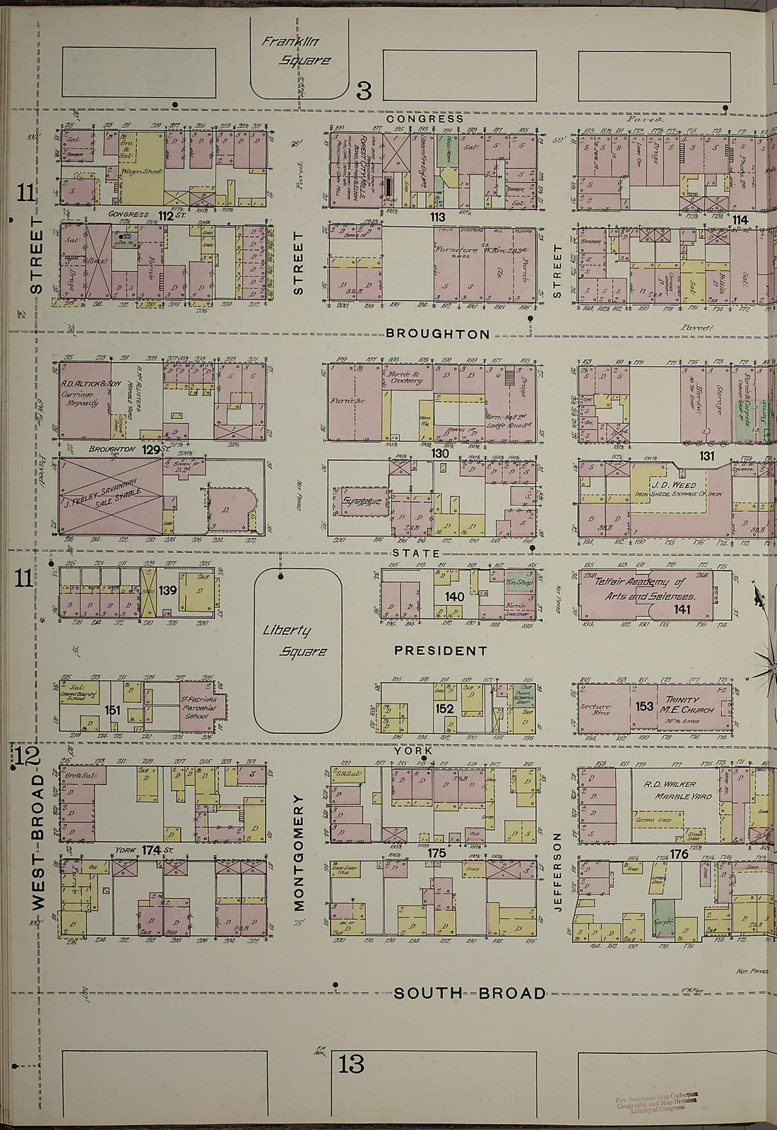 This old map of Savannah, Chatham County, Georgia was created by Sanborn Map Company in 1888