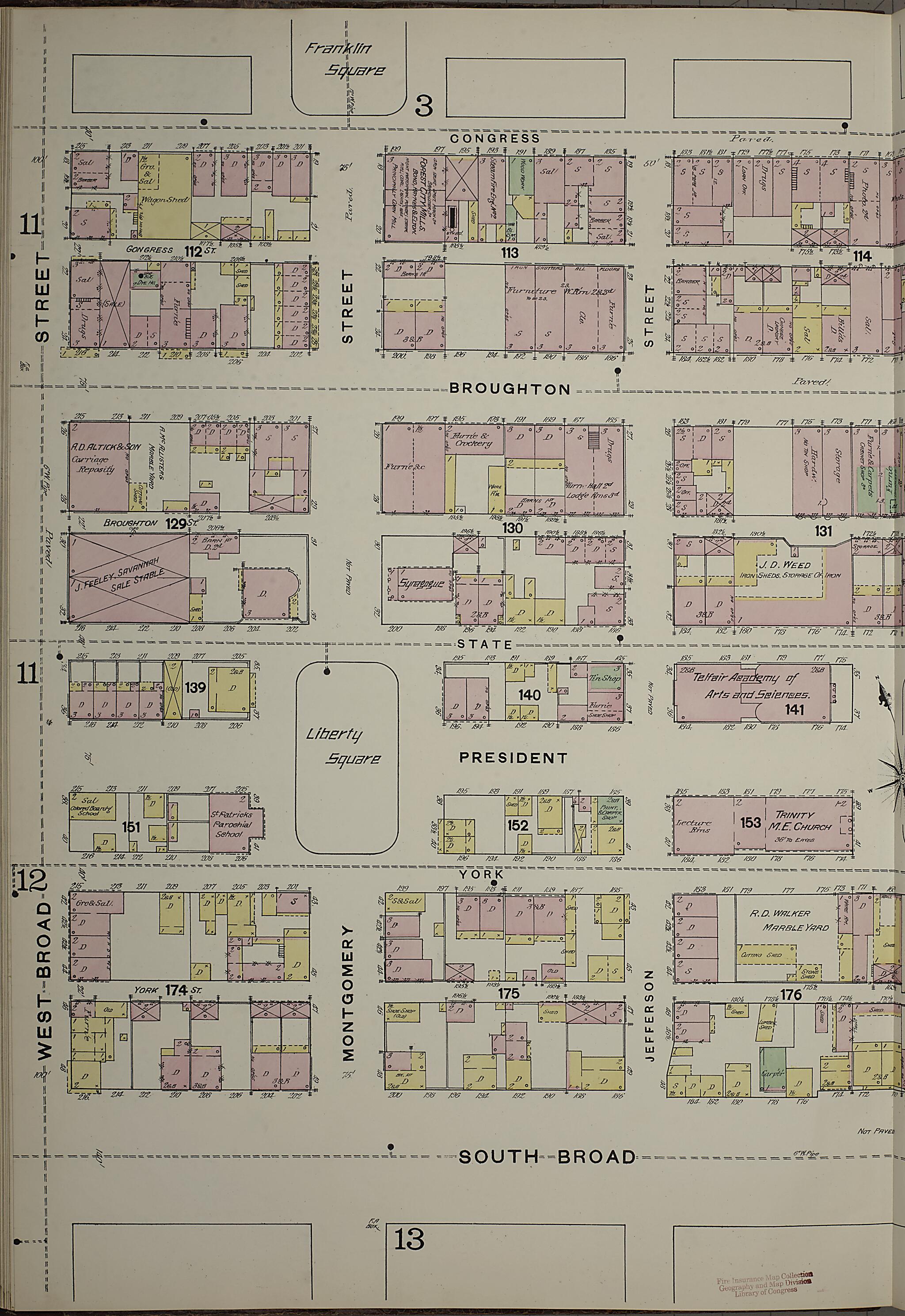 This old map of Savannah, Chatham County, Georgia was created by Sanborn Map Company in 1888