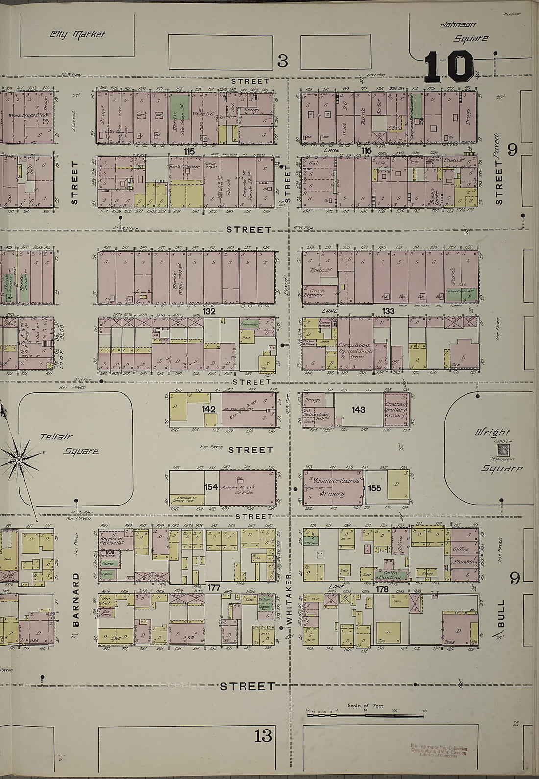 This old map of Savannah, Chatham County, Georgia was created by Sanborn Map Company in 1888