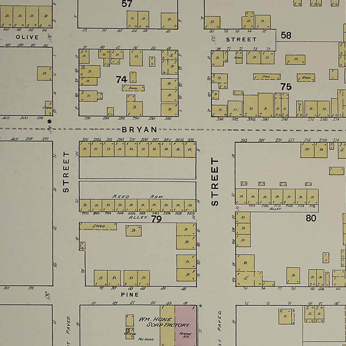 This old map of Savannah, Chatham County, Georgia was created by Sanborn Map Company in 1888