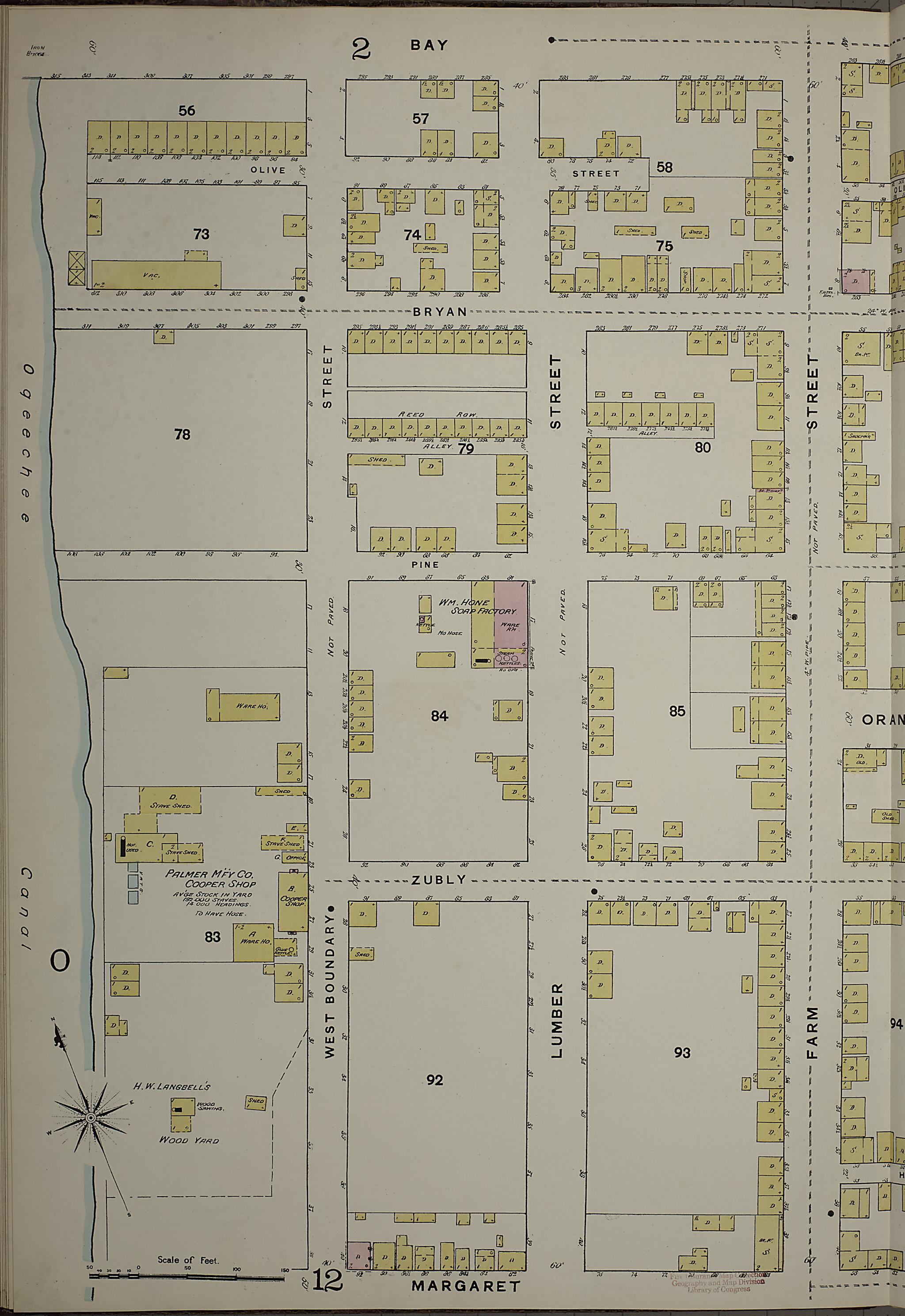 This old map of Savannah, Chatham County, Georgia was created by Sanborn Map Company in 1888