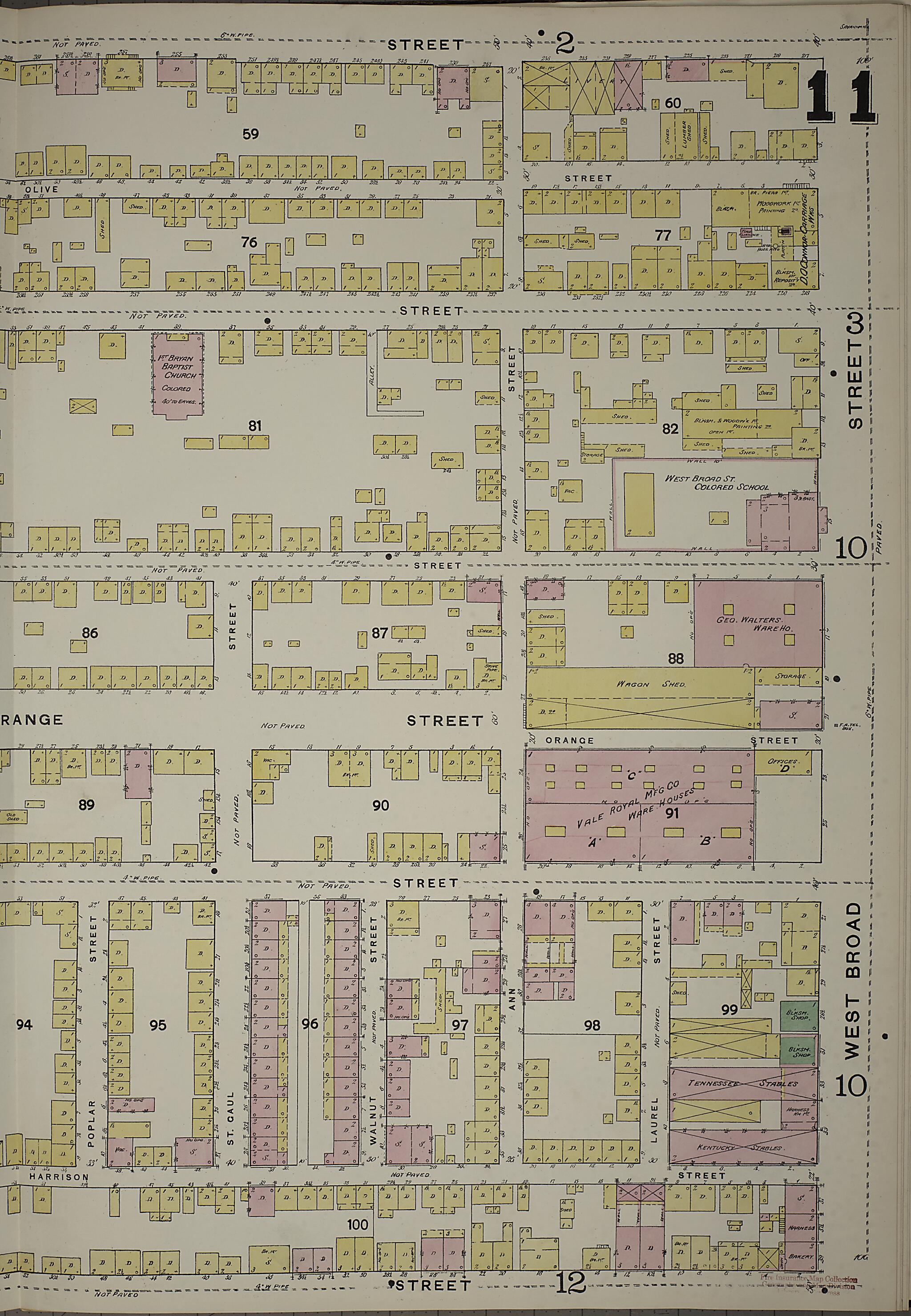 This old map of Savannah, Chatham County, Georgia was created by Sanborn Map Company in 1888