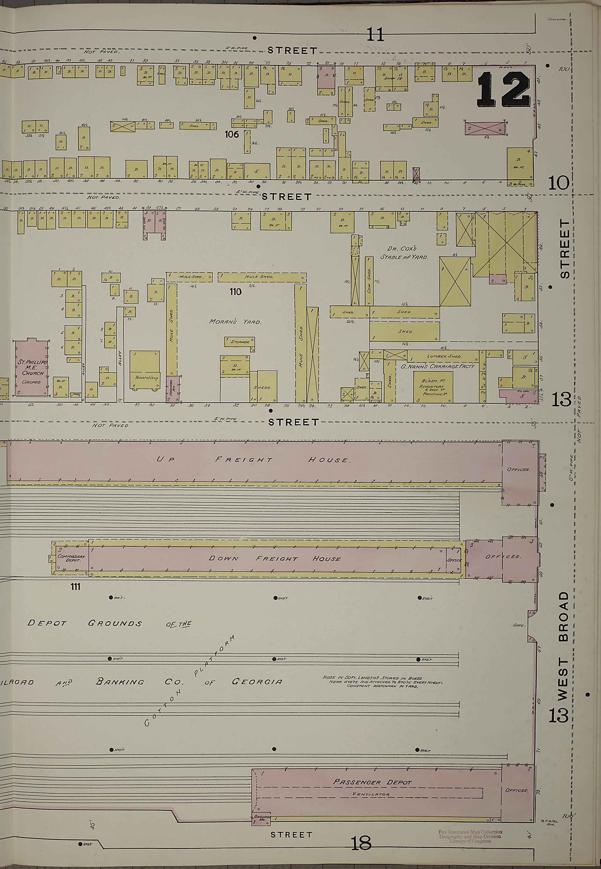 This old map of Savannah, Chatham County, Georgia was created by Sanborn Map Company in 1888