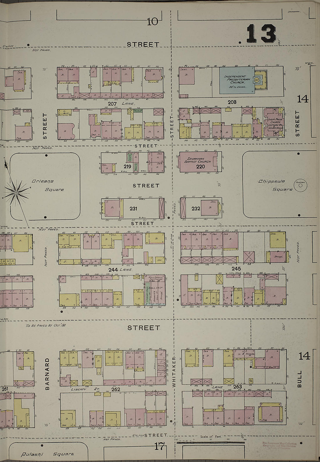 This old map of Savannah, Chatham County, Georgia was created by Sanborn Map Company in 1888
