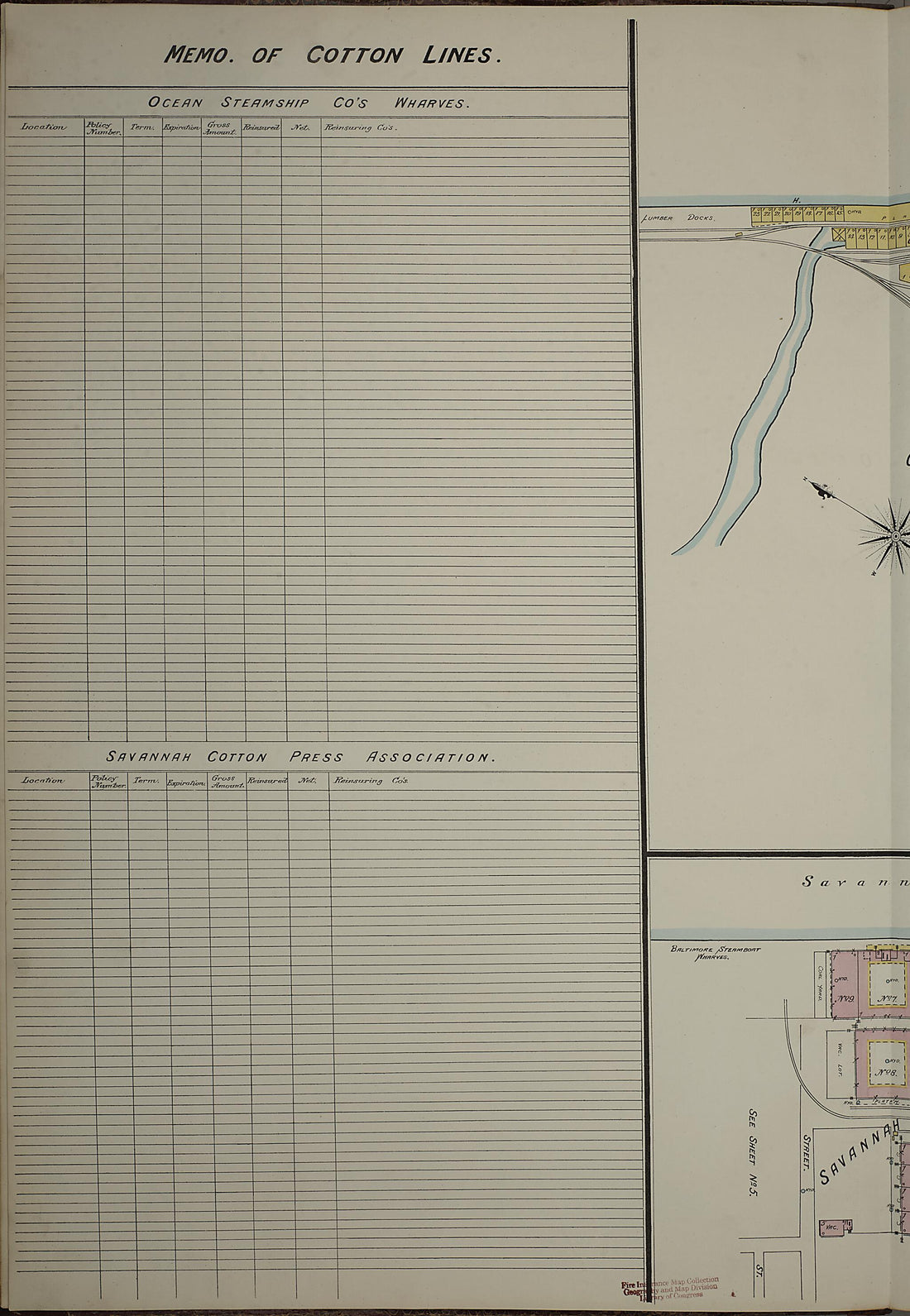 This old map of Savannah, Chatham County, Georgia was created by Sanborn Map Company in 1888