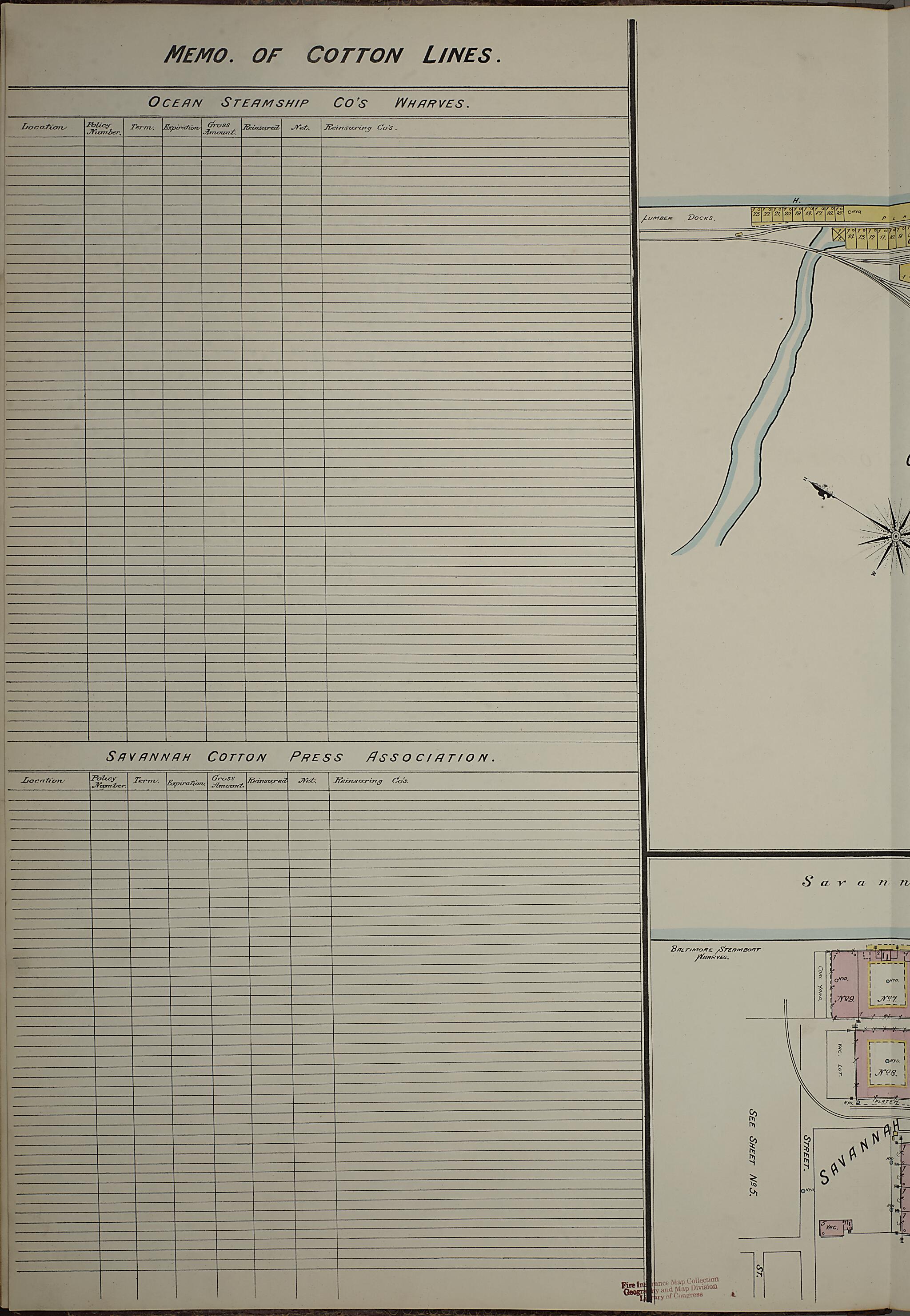 This old map of Savannah, Chatham County, Georgia was created by Sanborn Map Company in 1888