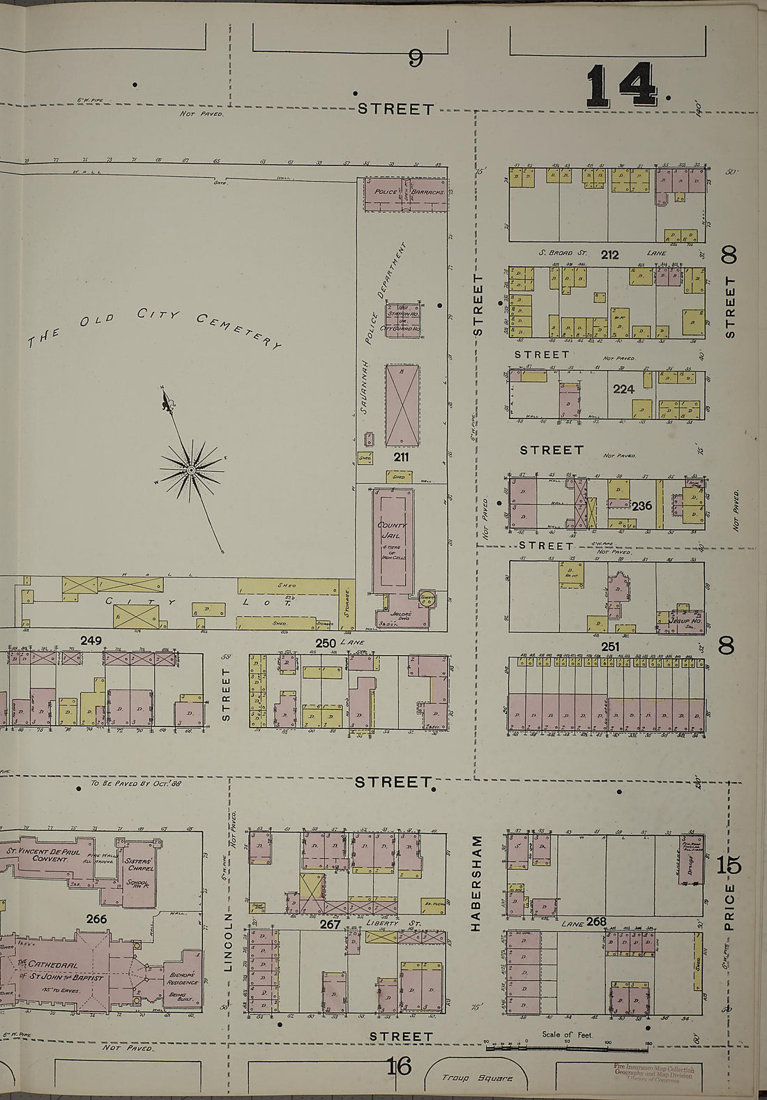 This old map of Savannah, Chatham County, Georgia was created by Sanborn Map Company in 1888