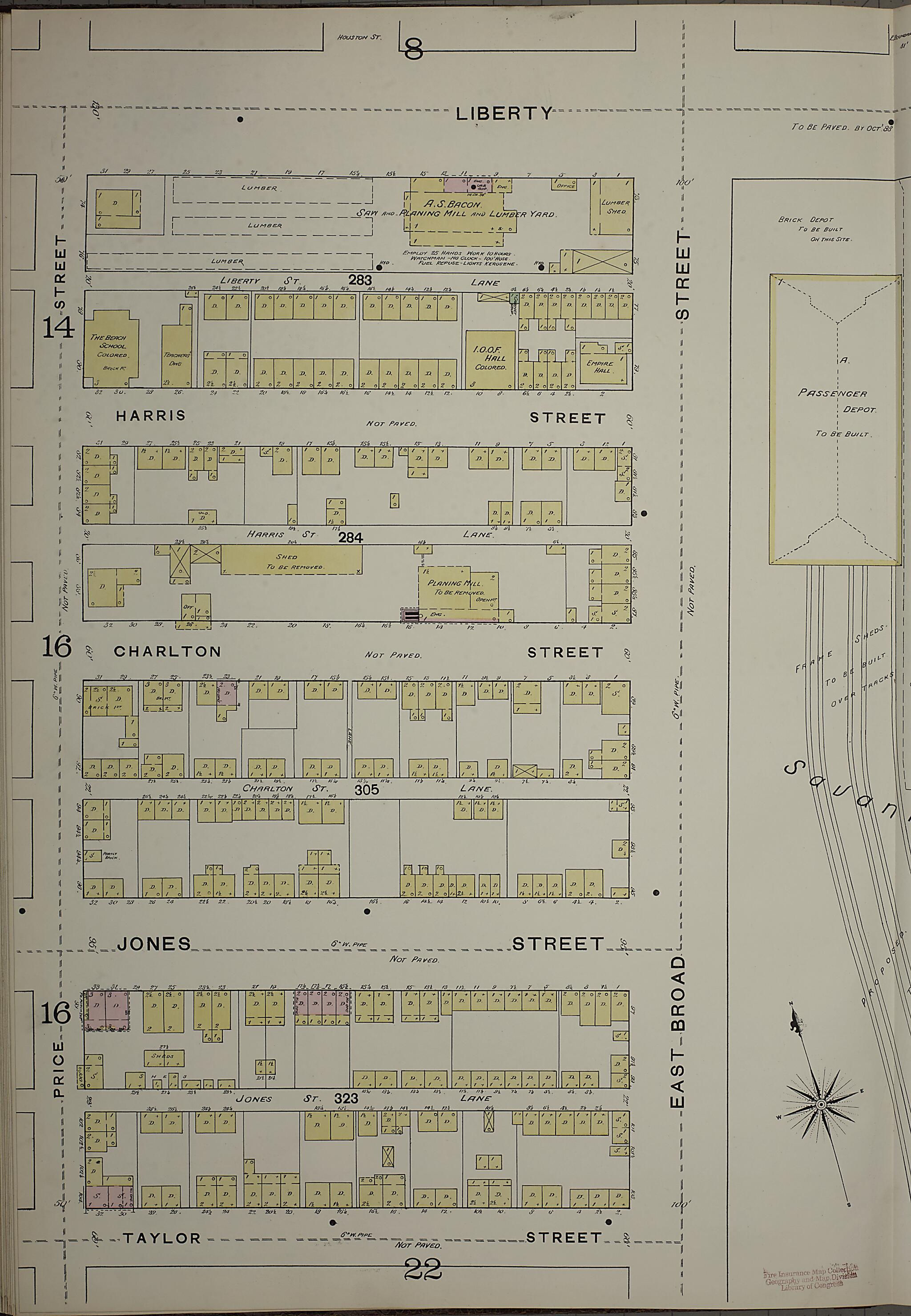 This old map of Savannah, Chatham County, Georgia was created by Sanborn Map Company in 1888