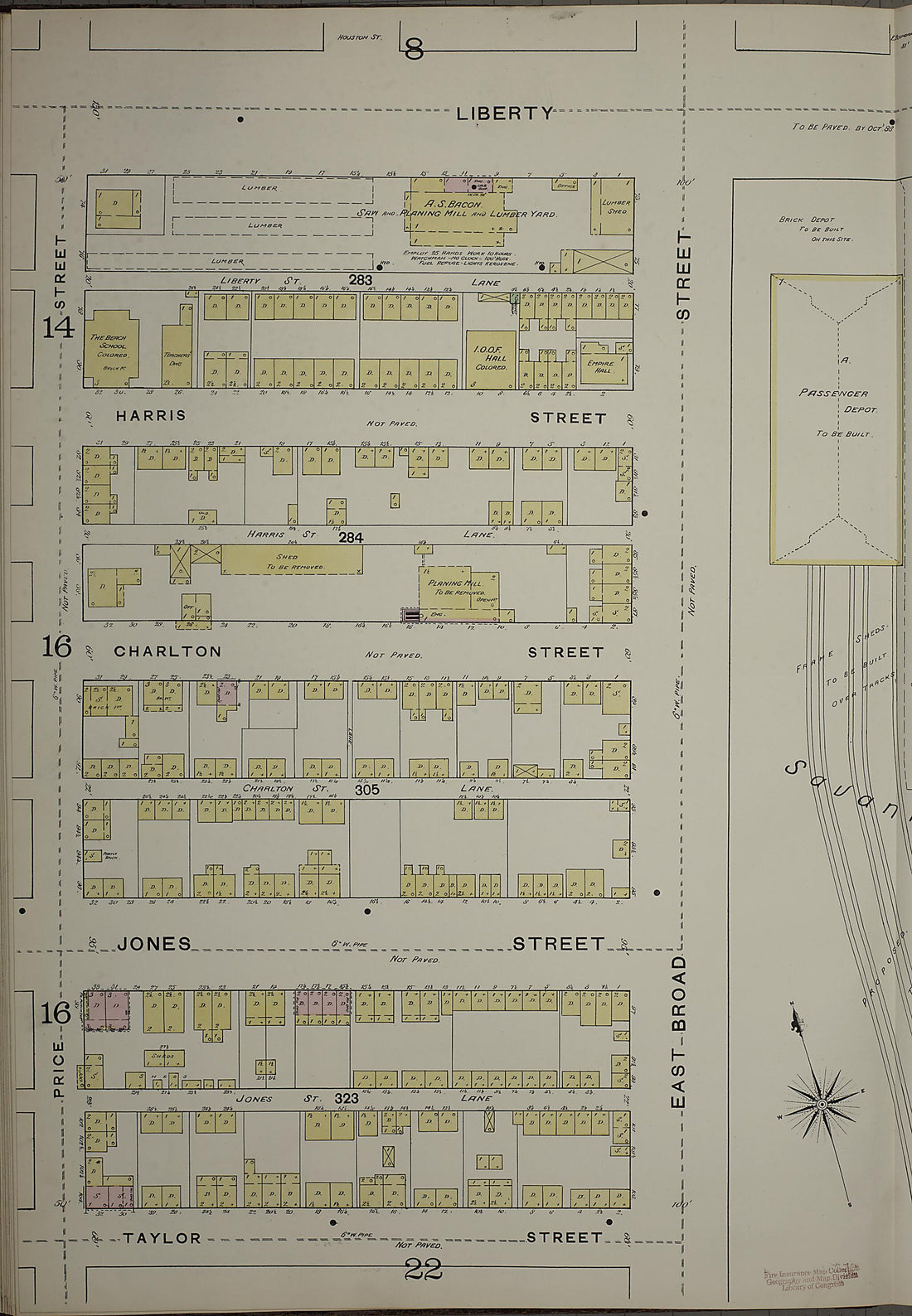 This old map of Savannah, Chatham County, Georgia was created by Sanborn Map Company in 1888