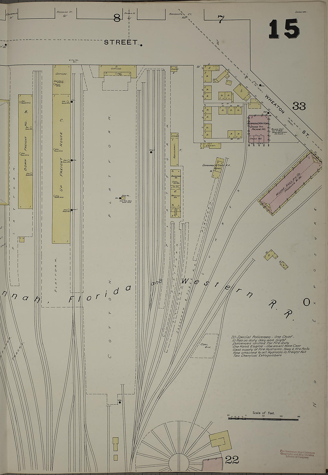 This old map of Savannah, Chatham County, Georgia was created by Sanborn Map Company in 1888