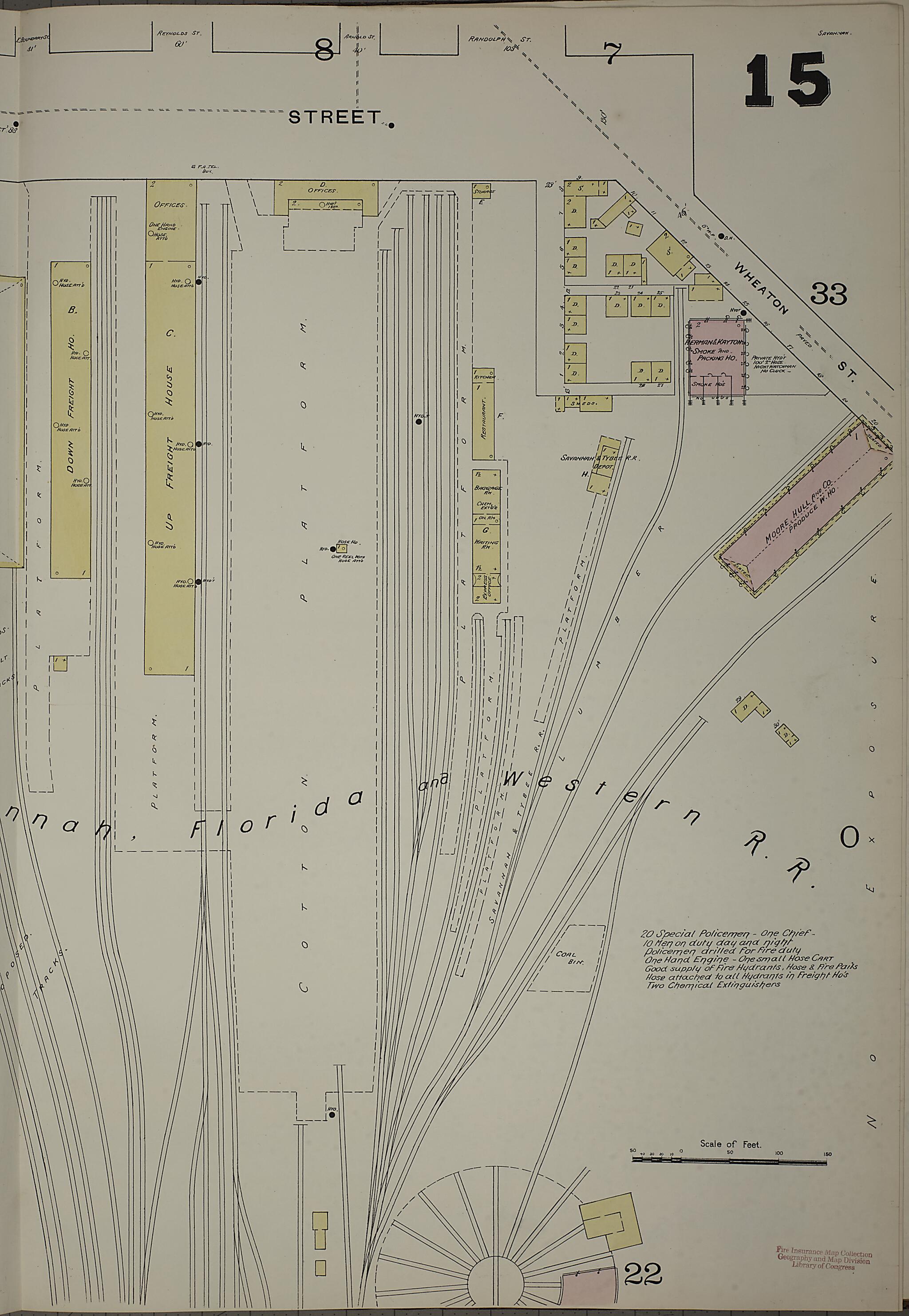 This old map of Savannah, Chatham County, Georgia was created by Sanborn Map Company in 1888