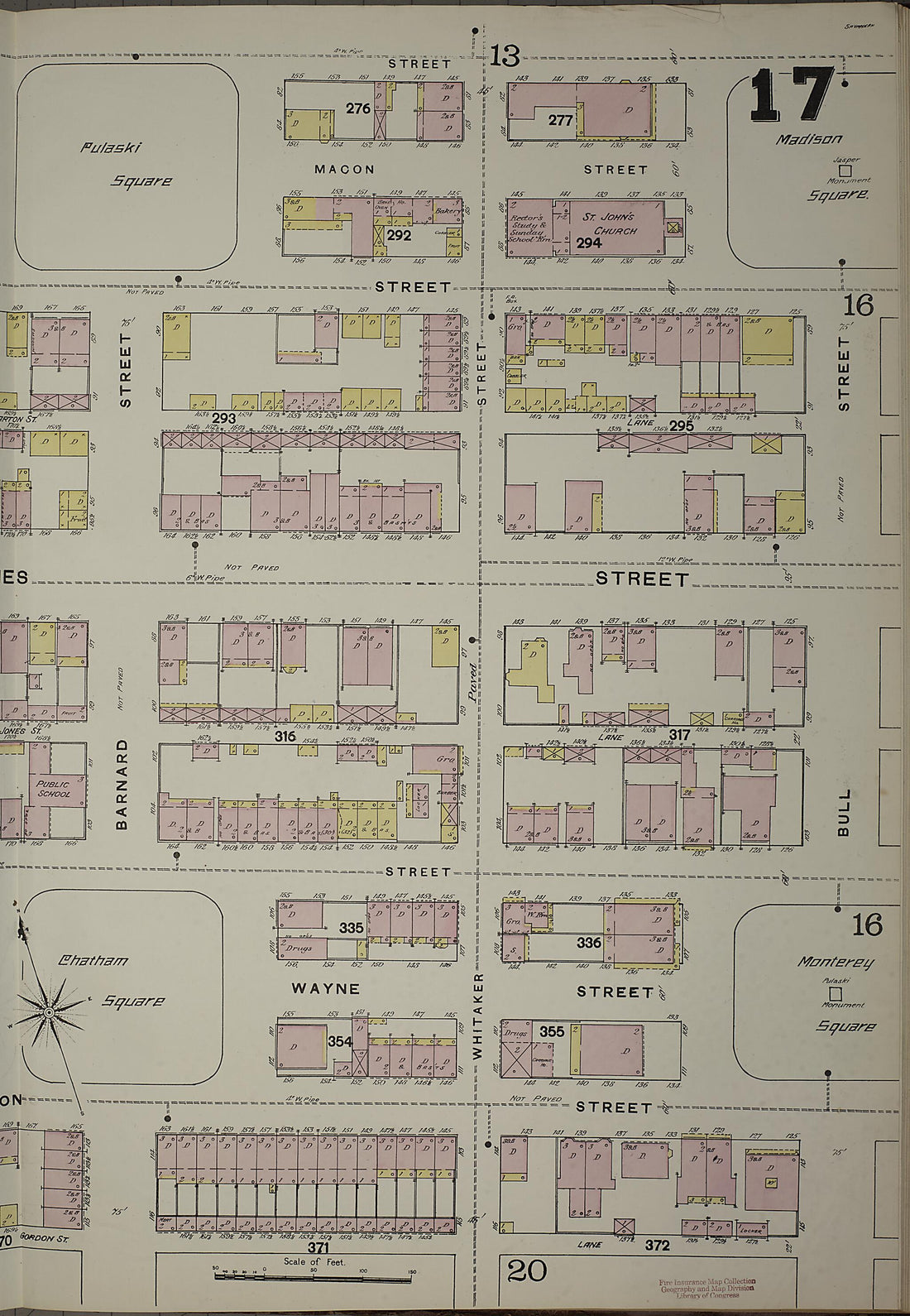 This old map of Savannah, Chatham County, Georgia was created by Sanborn Map Company in 1888