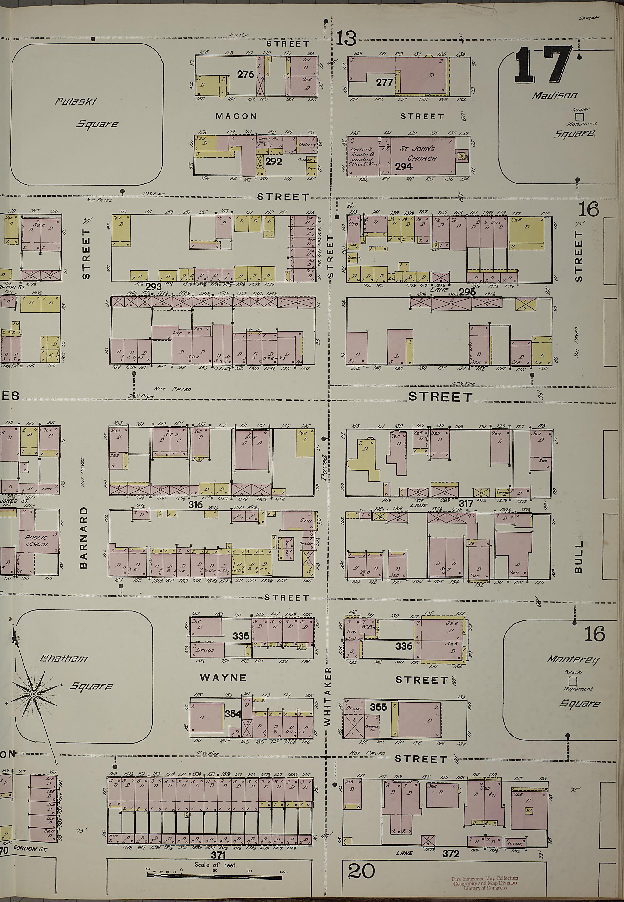 This old map of Savannah, Chatham County, Georgia was created by Sanborn Map Company in 1888