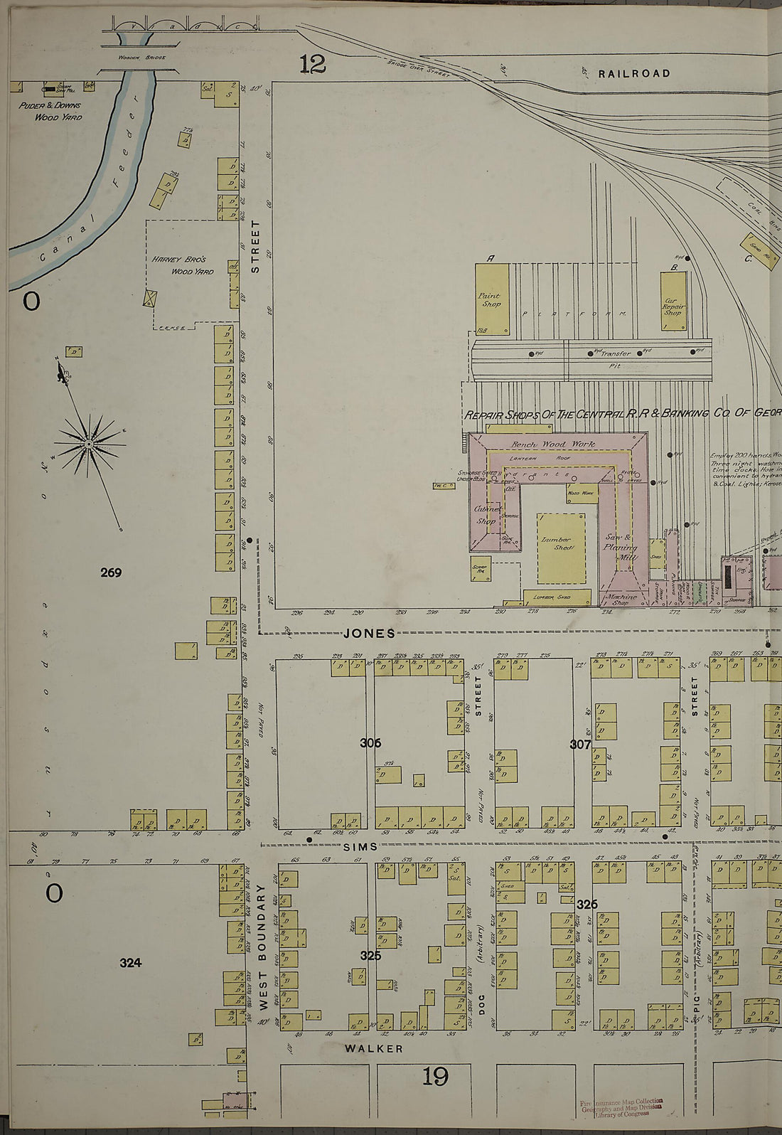 This old map of Savannah, Chatham County, Georgia was created by Sanborn Map Company in 1888