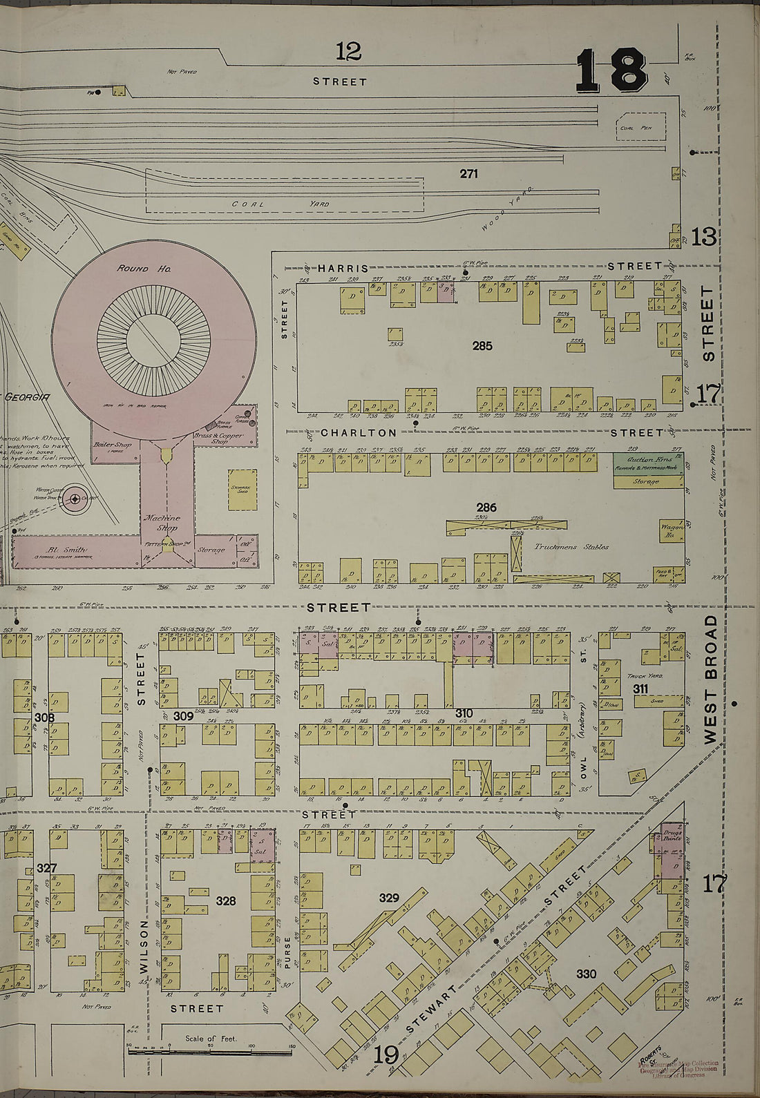 This old map of Savannah, Chatham County, Georgia was created by Sanborn Map Company in 1888