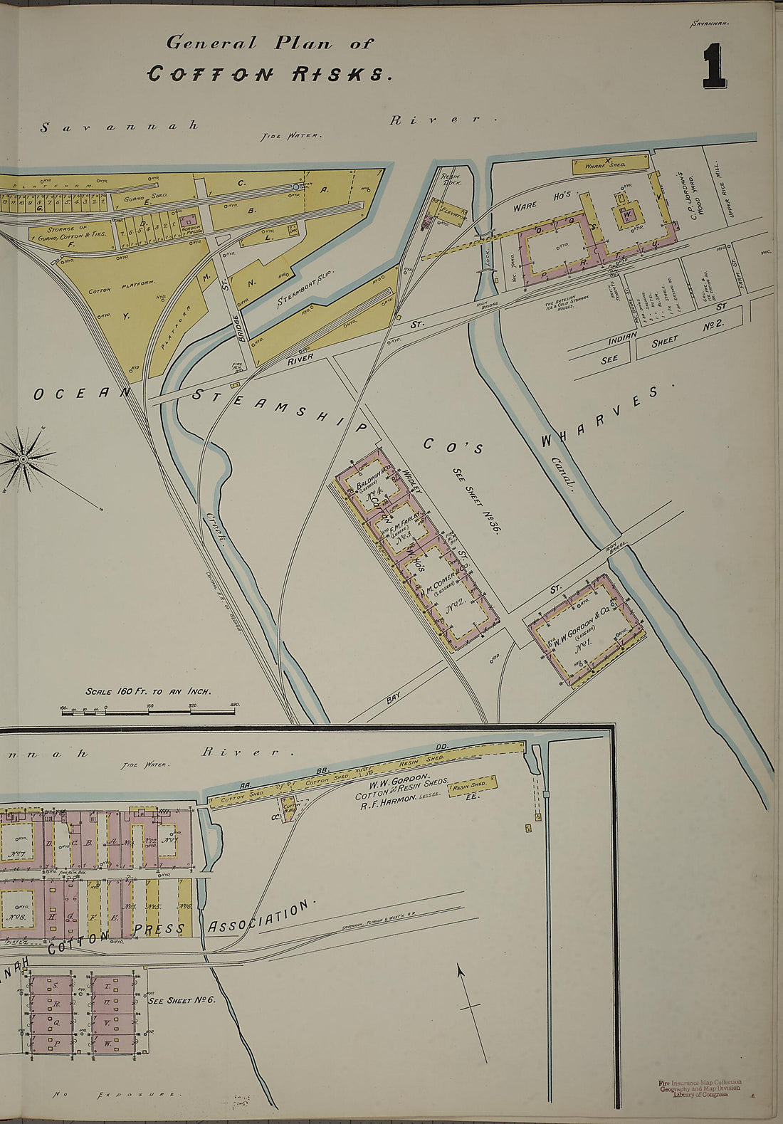 This old map of Savannah, Chatham County, Georgia was created by Sanborn Map Company in 1888