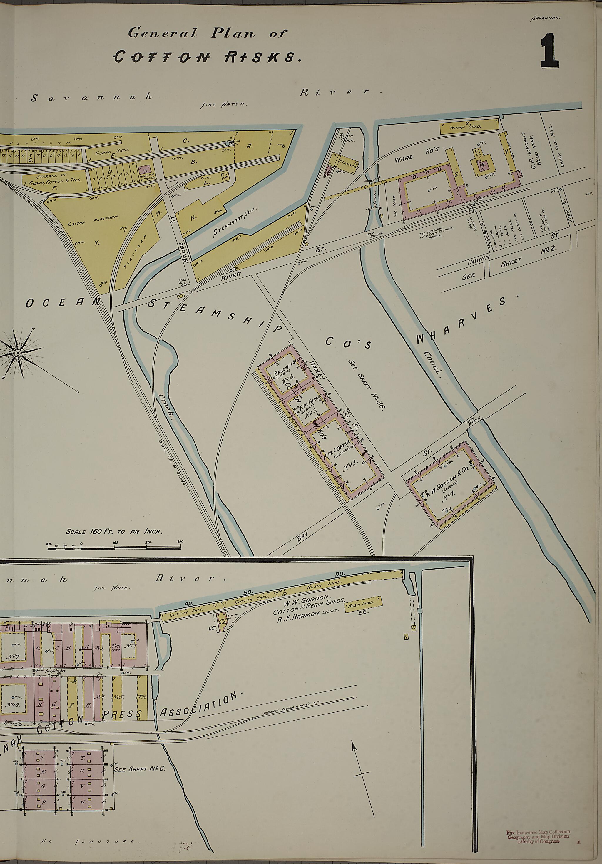 This old map of Savannah, Chatham County, Georgia was created by Sanborn Map Company in 1888