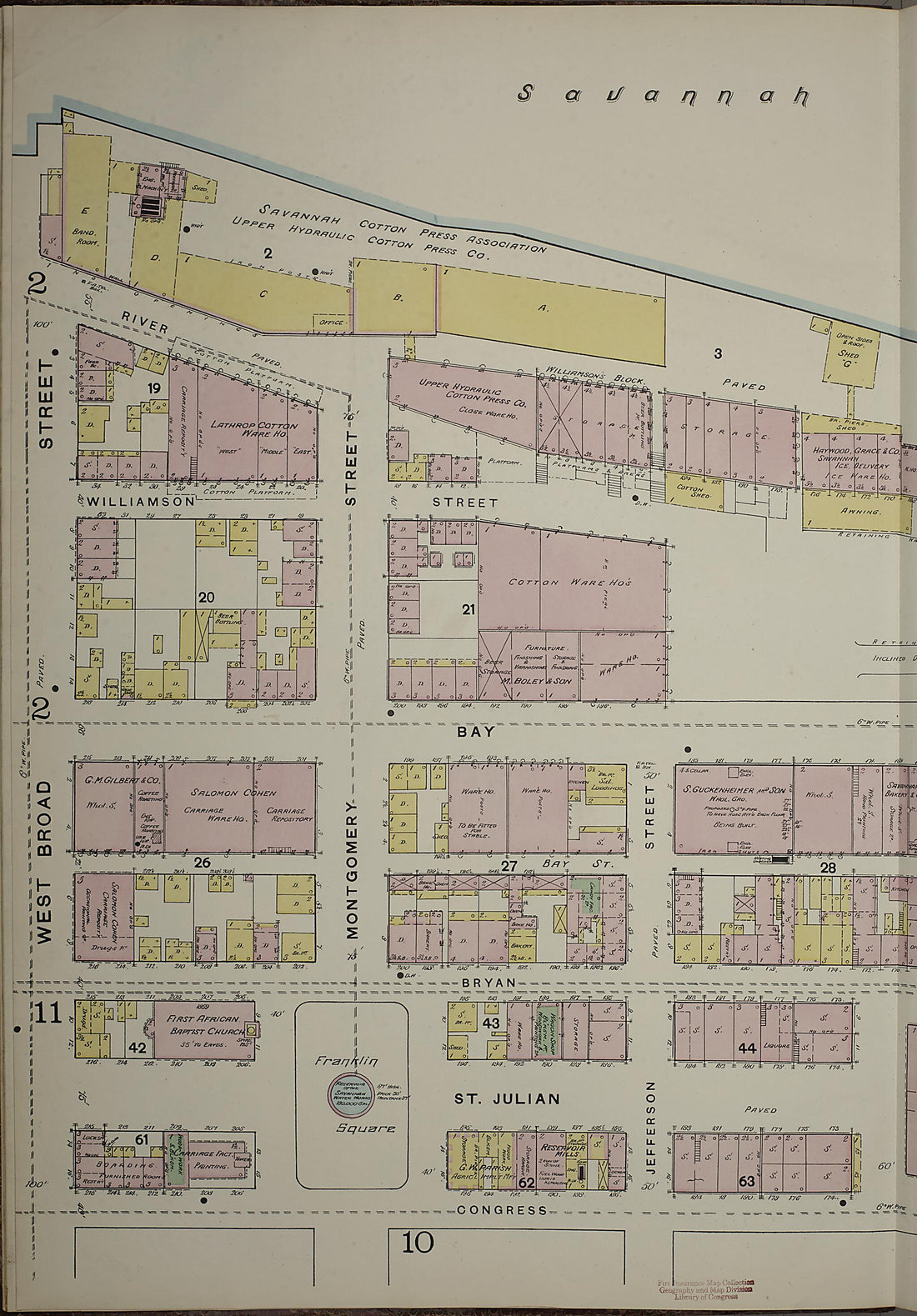 This old map of Savannah, Chatham County, Georgia was created by Sanborn Map Company in 1888