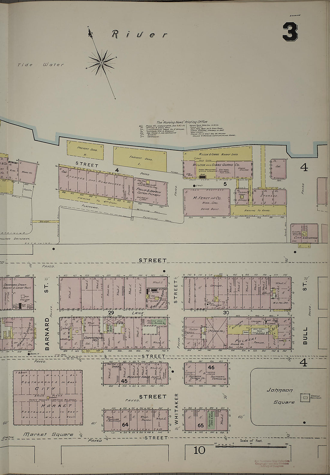 This old map of Savannah, Chatham County, Georgia was created by Sanborn Map Company in 1888