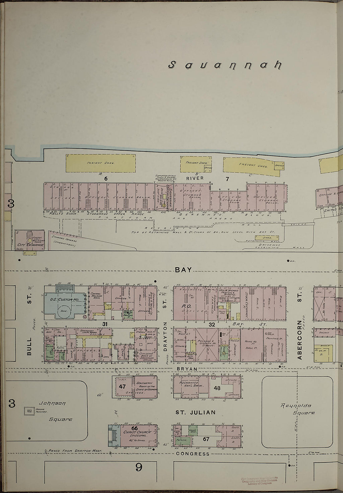 This old map of Savannah, Chatham County, Georgia was created by Sanborn Map Company in 1888