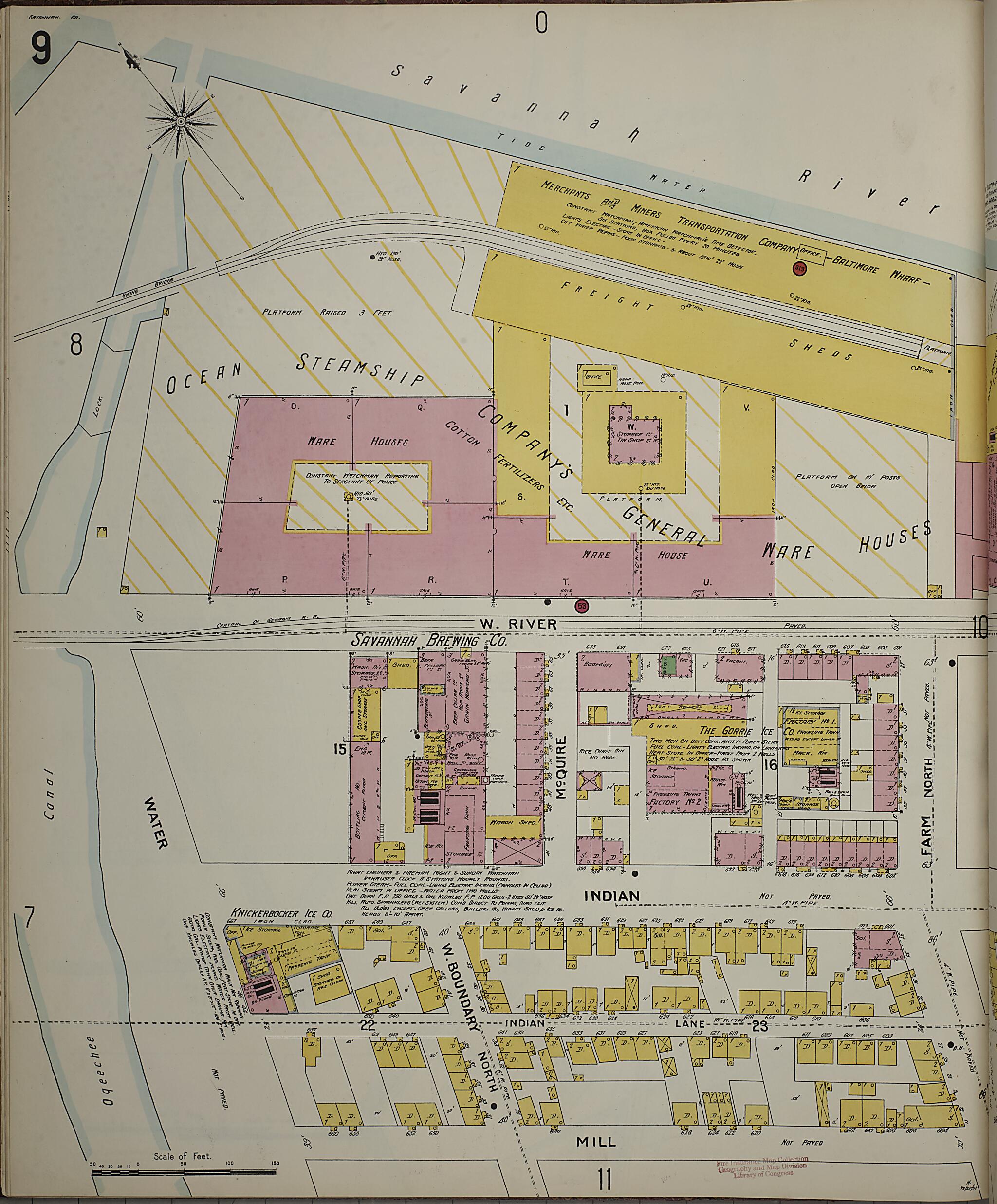 This old map of Savannah, Chatham County, Georgia was created by Sanborn Map Company in 1898