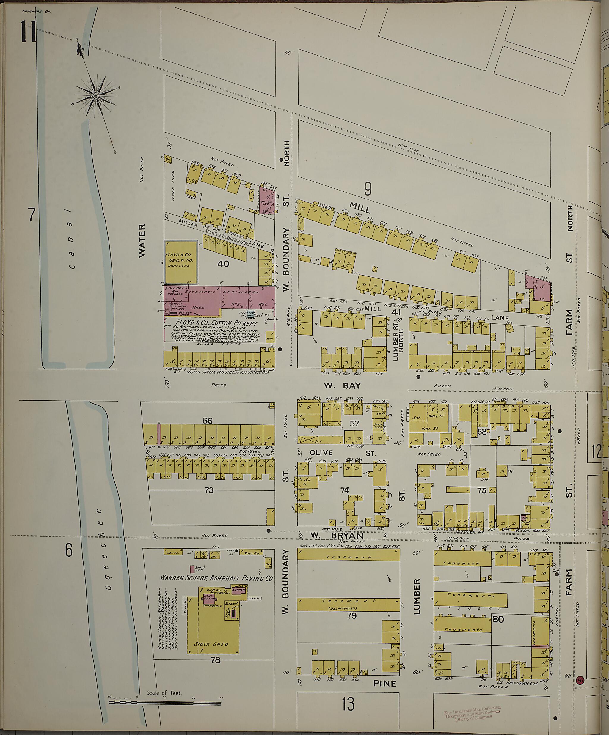 This old map of Savannah, Chatham County, Georgia was created by Sanborn Map Company in 1898