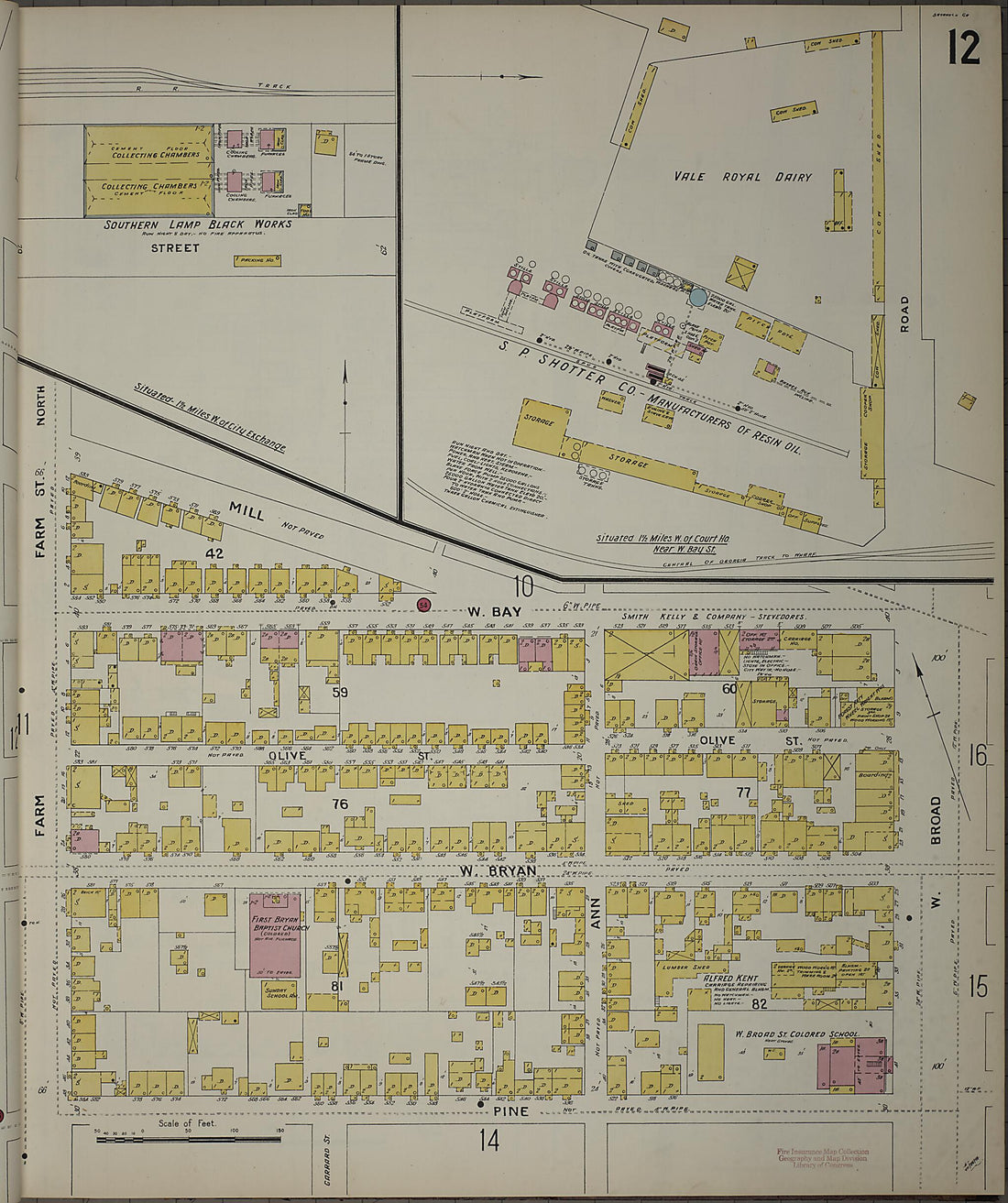 This old map of Savannah, Chatham County, Georgia was created by Sanborn Map Company in 1898