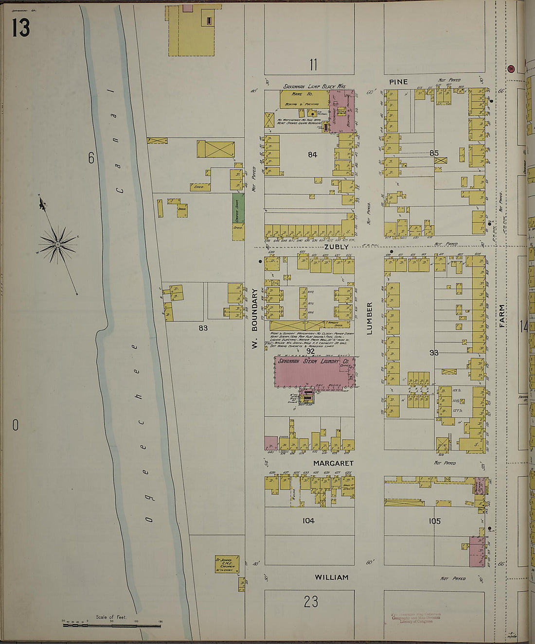 This old map of Savannah, Chatham County, Georgia was created by Sanborn Map Company in 1898
