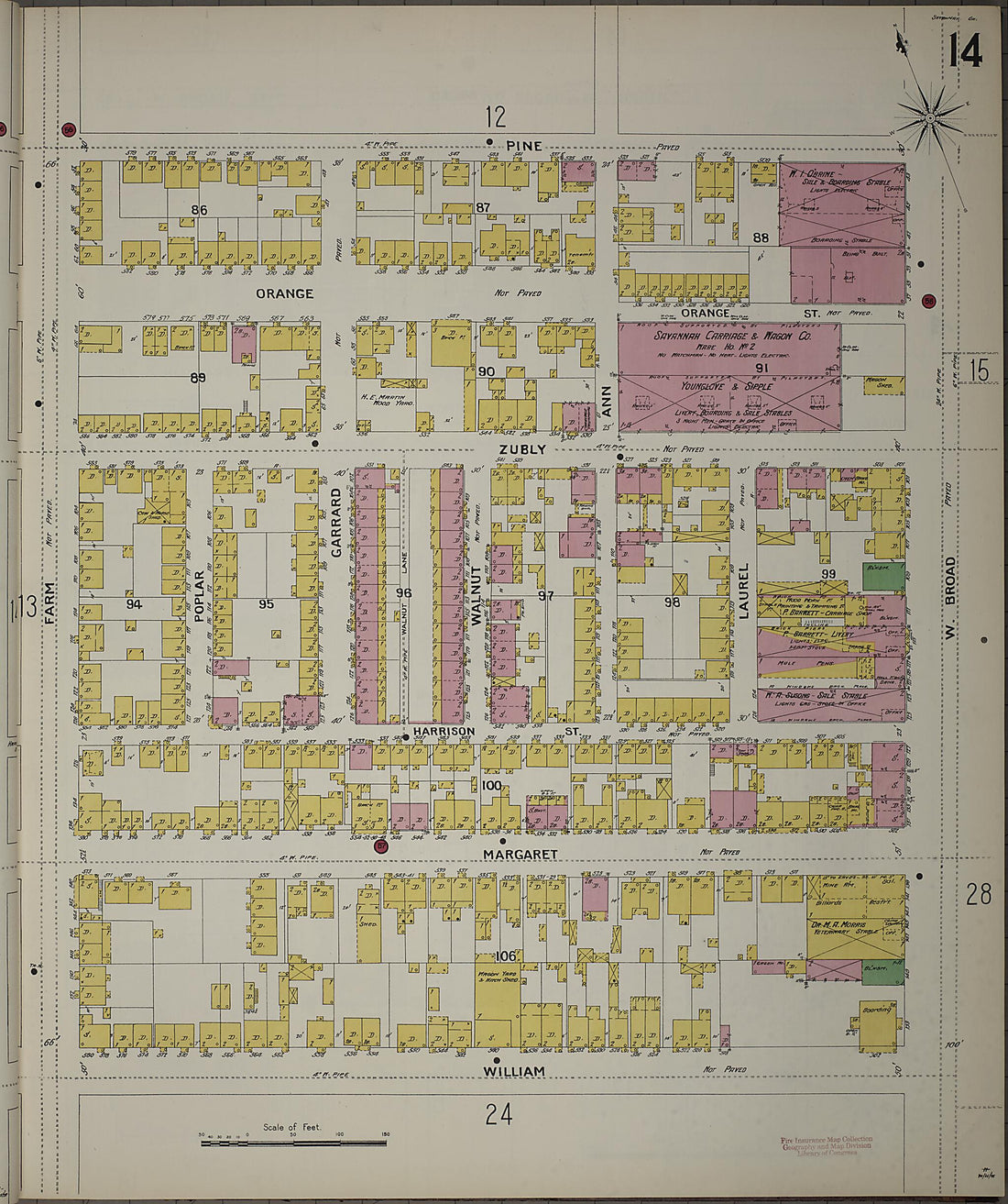 This old map of Savannah, Chatham County, Georgia was created by Sanborn Map Company in 1898