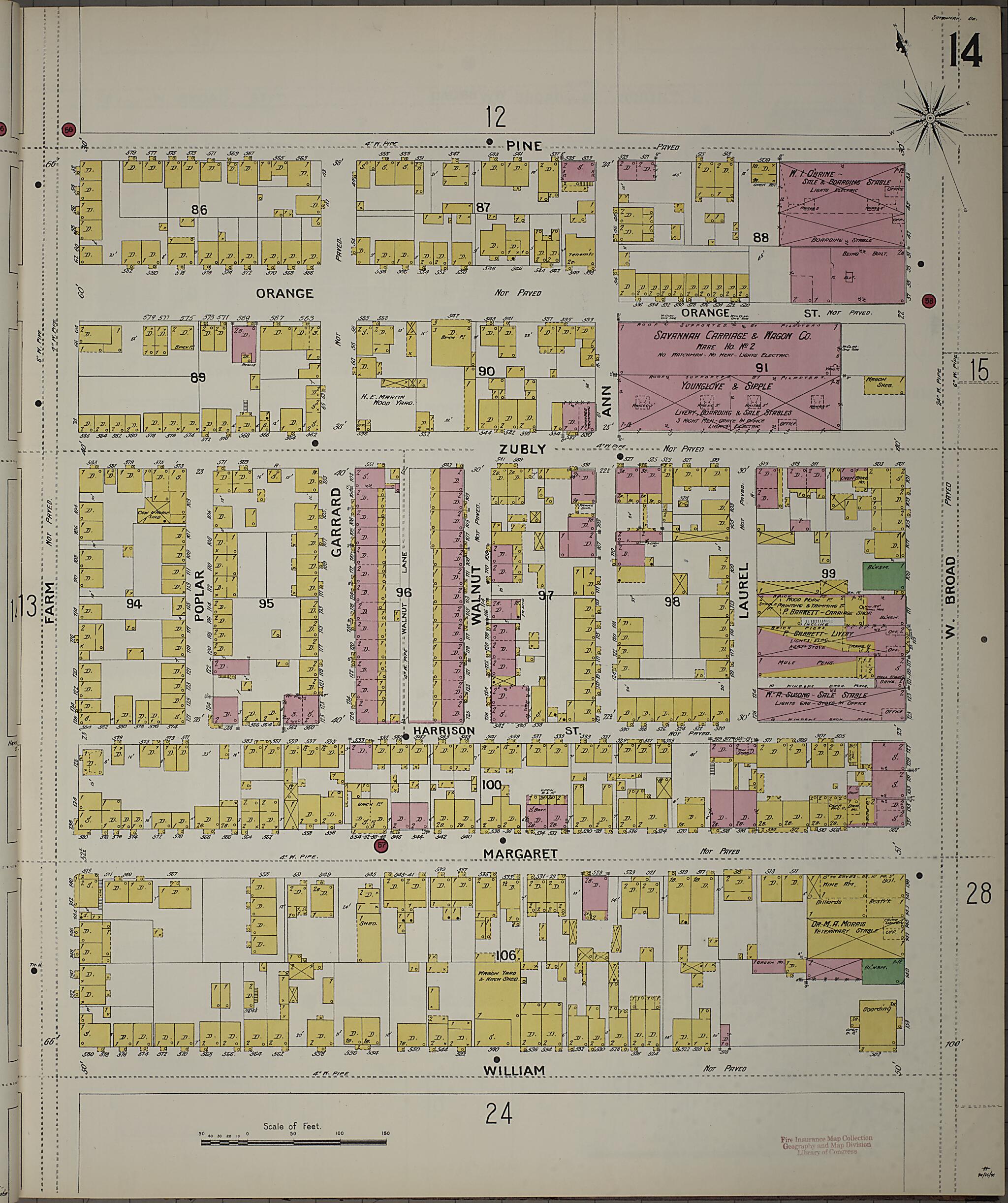 This old map of Savannah, Chatham County, Georgia was created by Sanborn Map Company in 1898