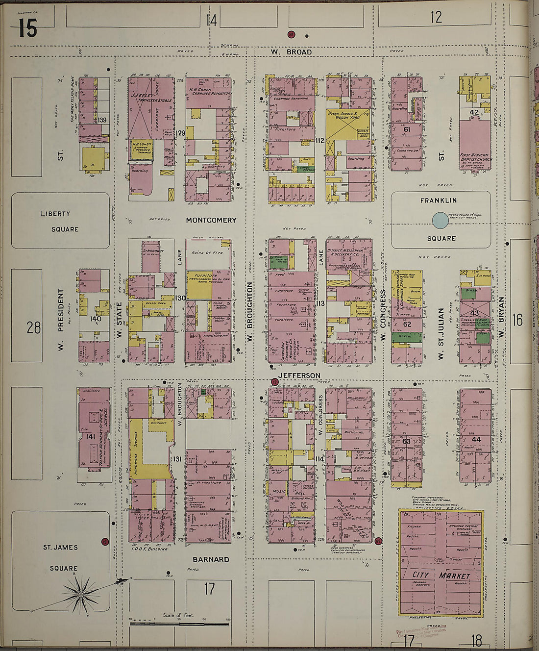 This old map of Savannah, Chatham County, Georgia was created by Sanborn Map Company in 1898