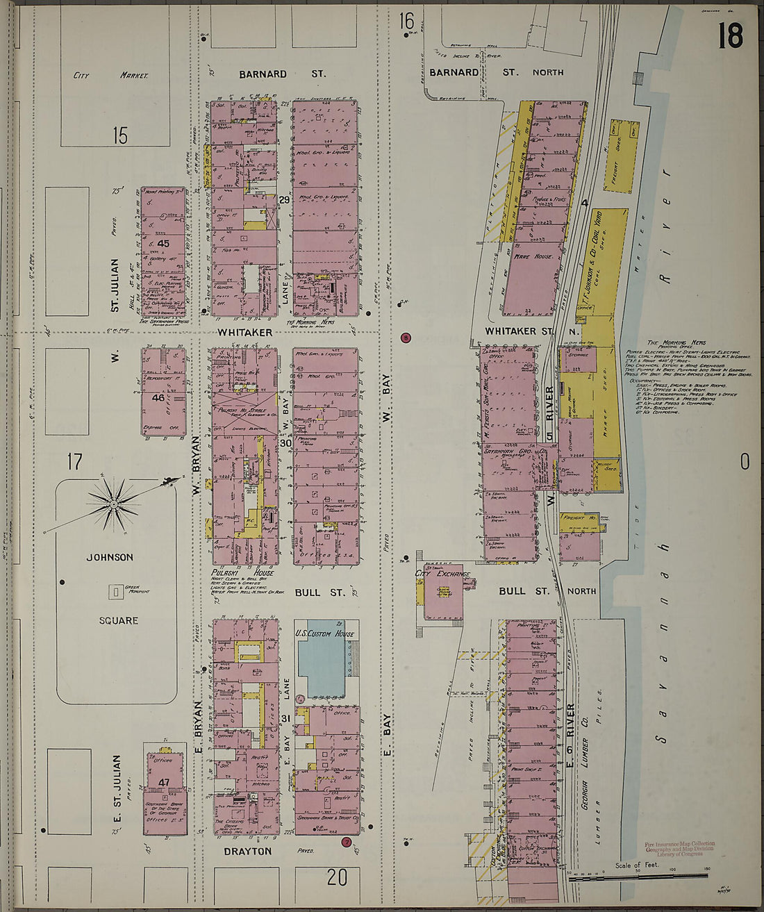 This old map of Savannah, Chatham County, Georgia was created by Sanborn Map Company in 1898
