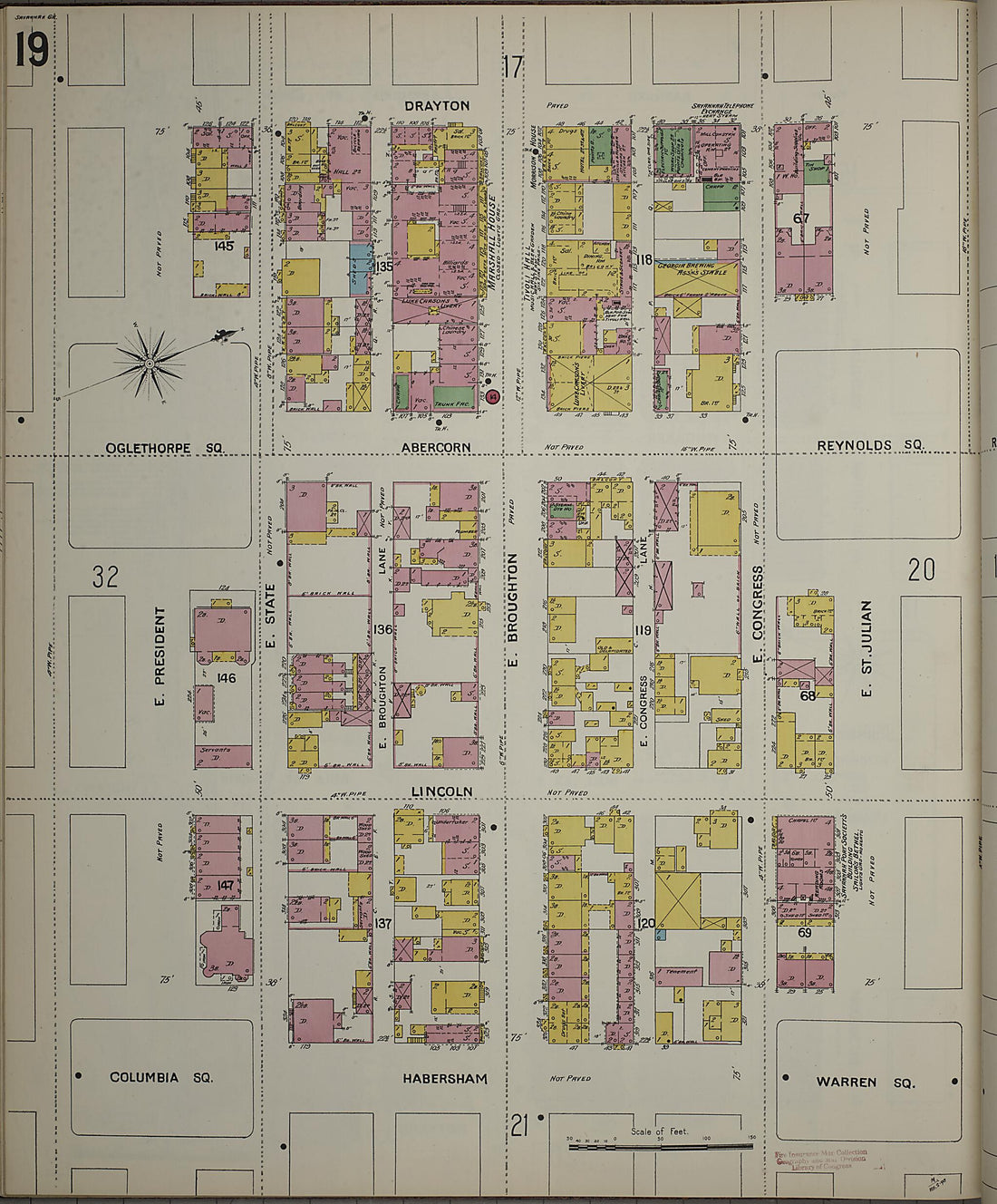 This old map of Savannah, Chatham County, Georgia was created by Sanborn Map Company in 1898