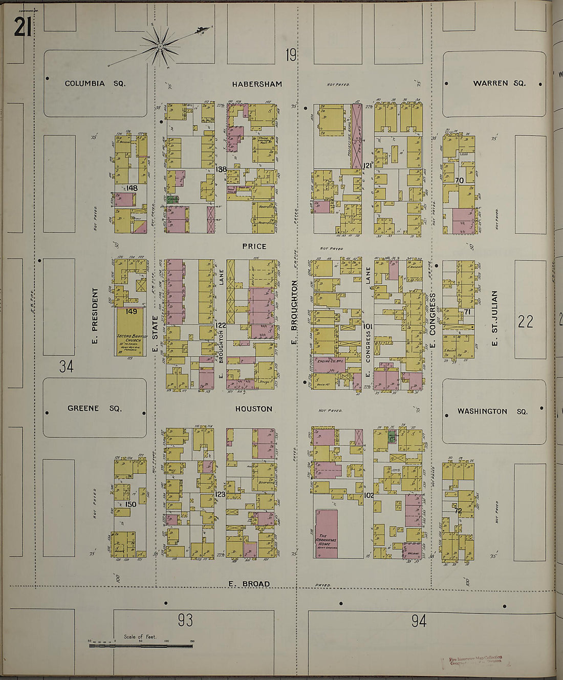This old map of Savannah, Chatham County, Georgia was created by Sanborn Map Company in 1898