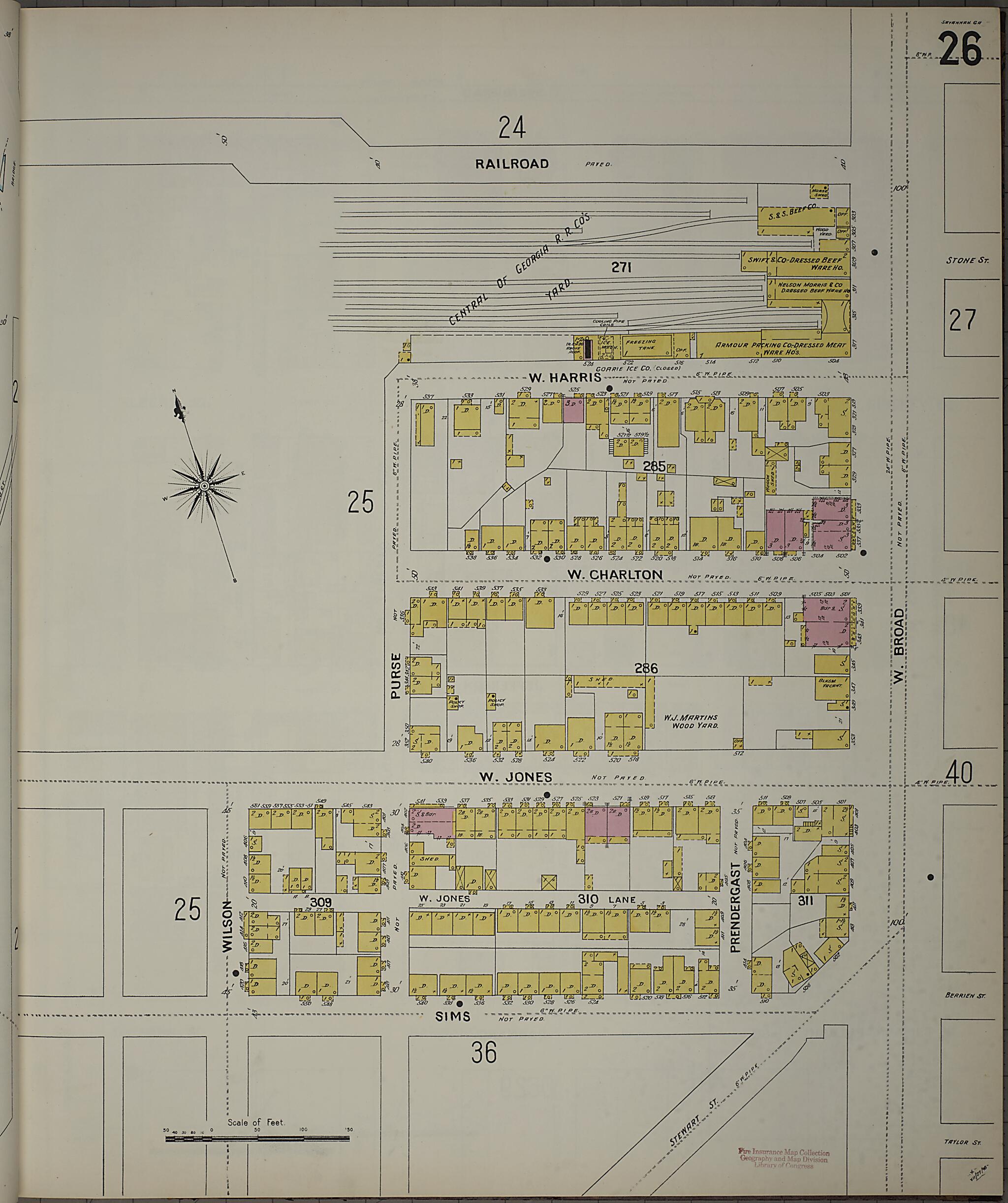 This old map of Savannah, Chatham County, Georgia was created by Sanborn Map Company in 1898