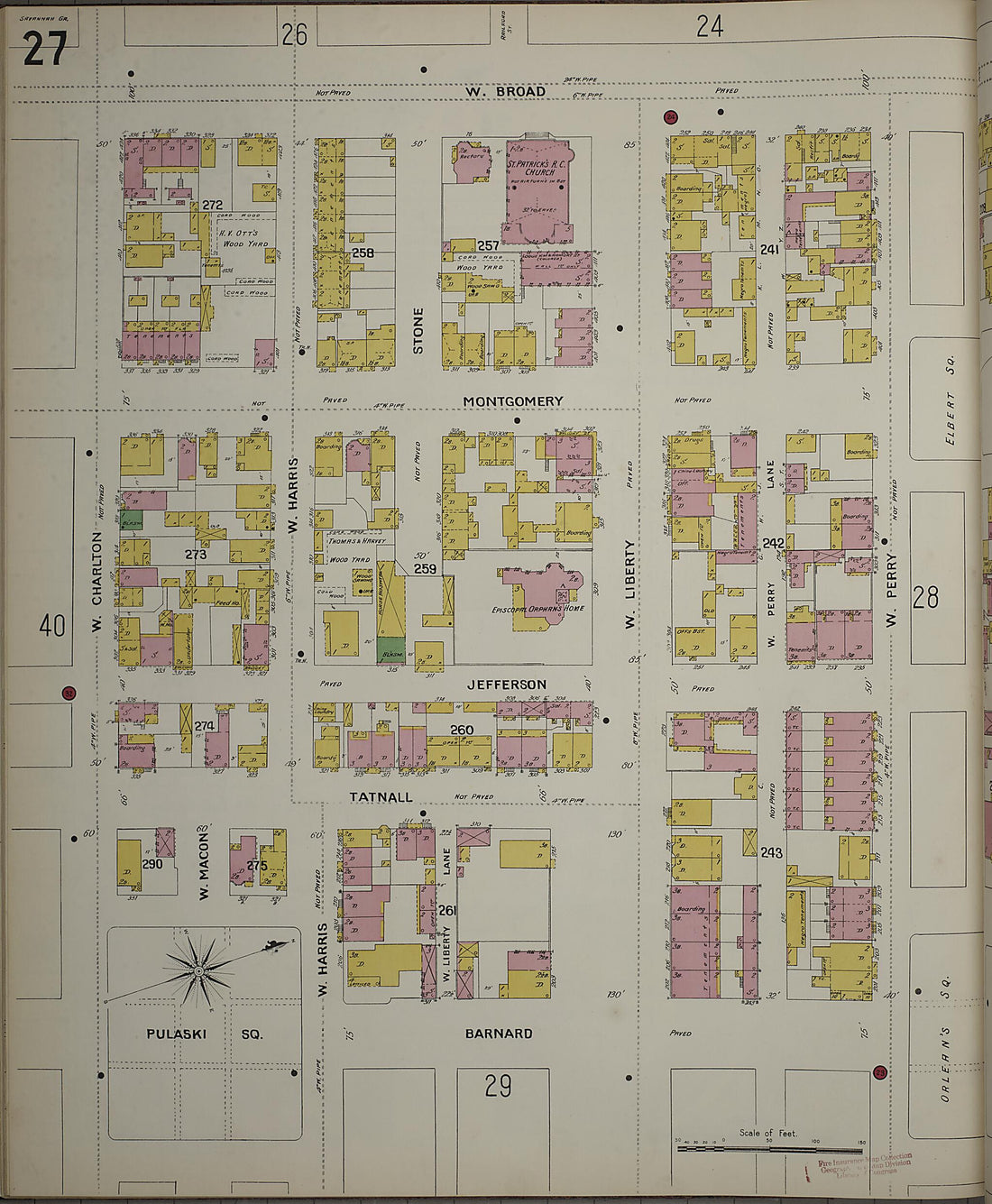 This old map of Savannah, Chatham County, Georgia was created by Sanborn Map Company in 1898
