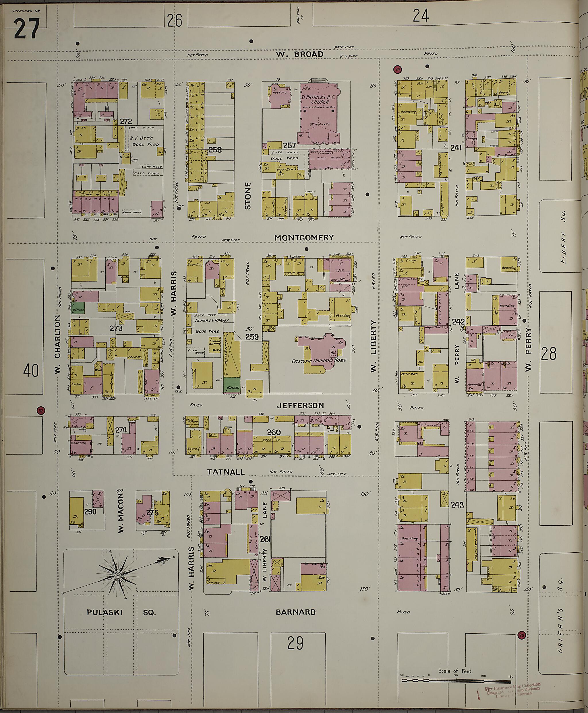 This old map of Savannah, Chatham County, Georgia was created by Sanborn Map Company in 1898