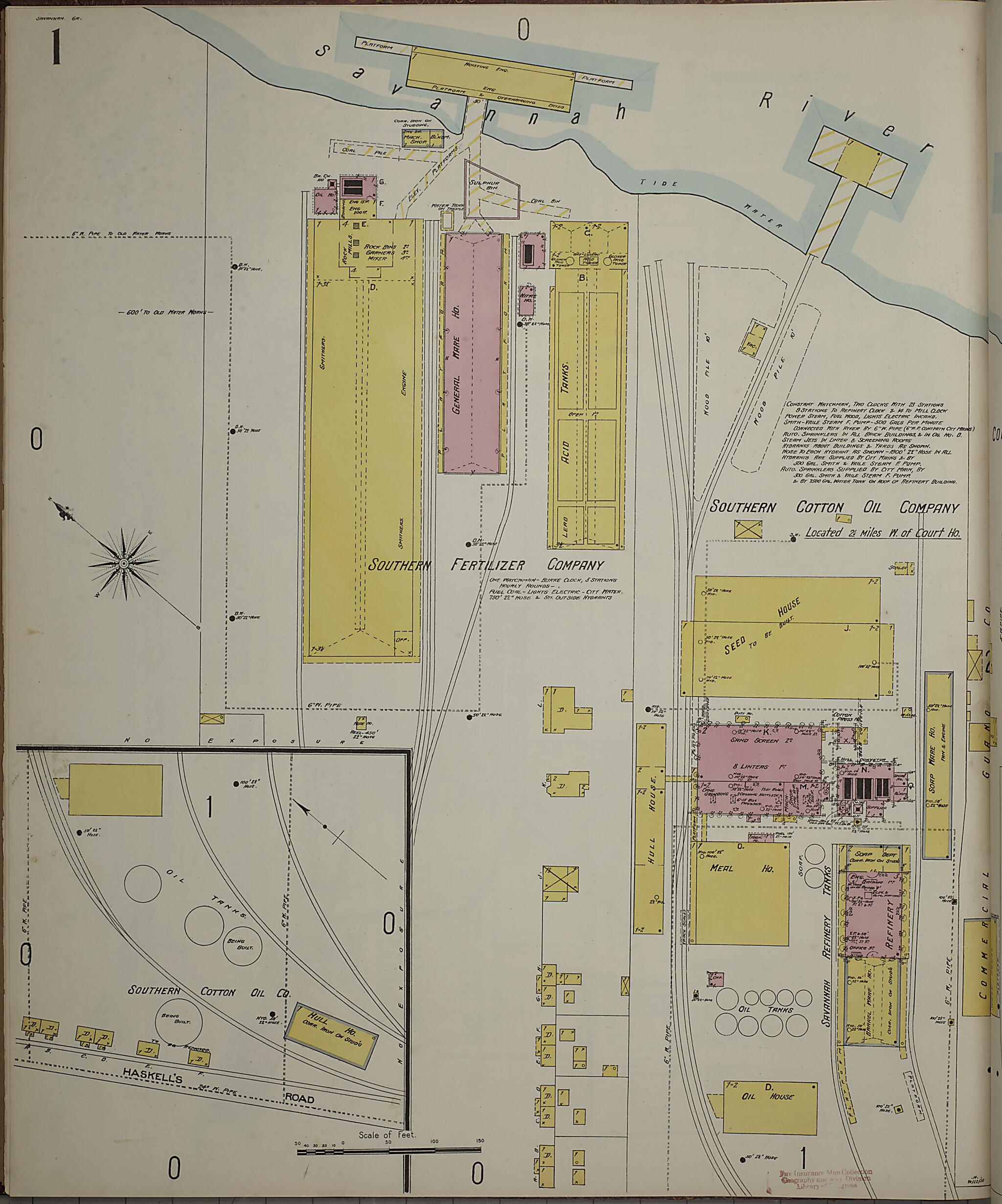 This old map of Savannah, Chatham County, Georgia was created by Sanborn Map Company in 1898