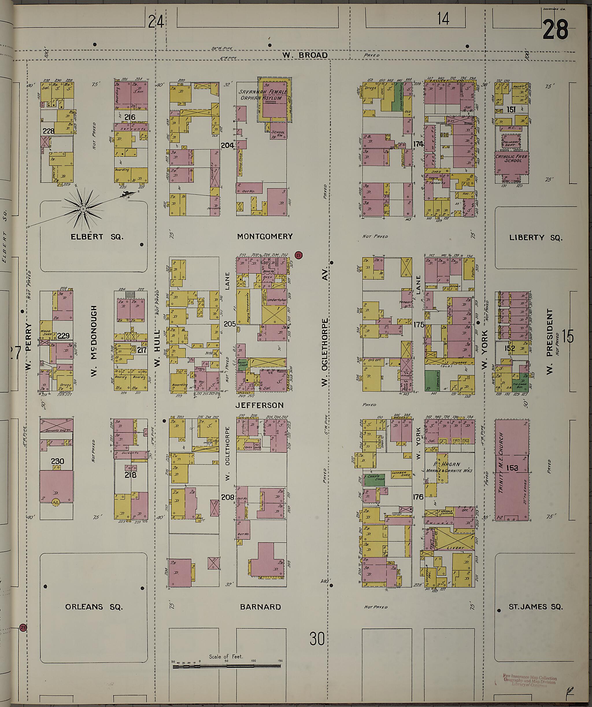 This old map of Savannah, Chatham County, Georgia was created by Sanborn Map Company in 1898