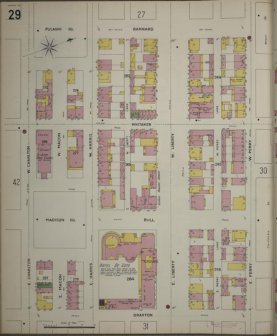 This old map of Savannah, Chatham County, Georgia was created by Sanborn Map Company in 1898