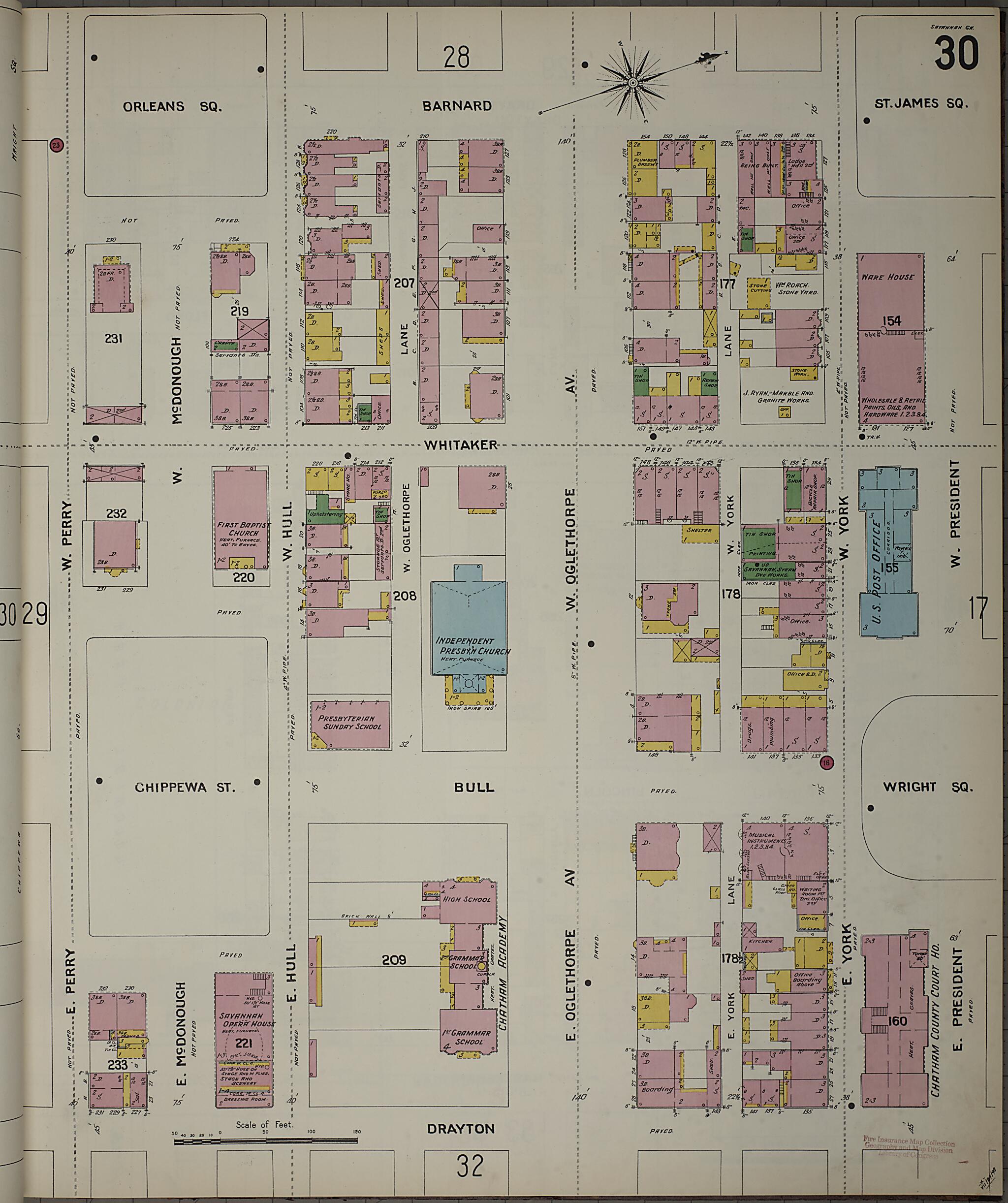 This old map of Savannah, Chatham County, Georgia was created by Sanborn Map Company in 1898