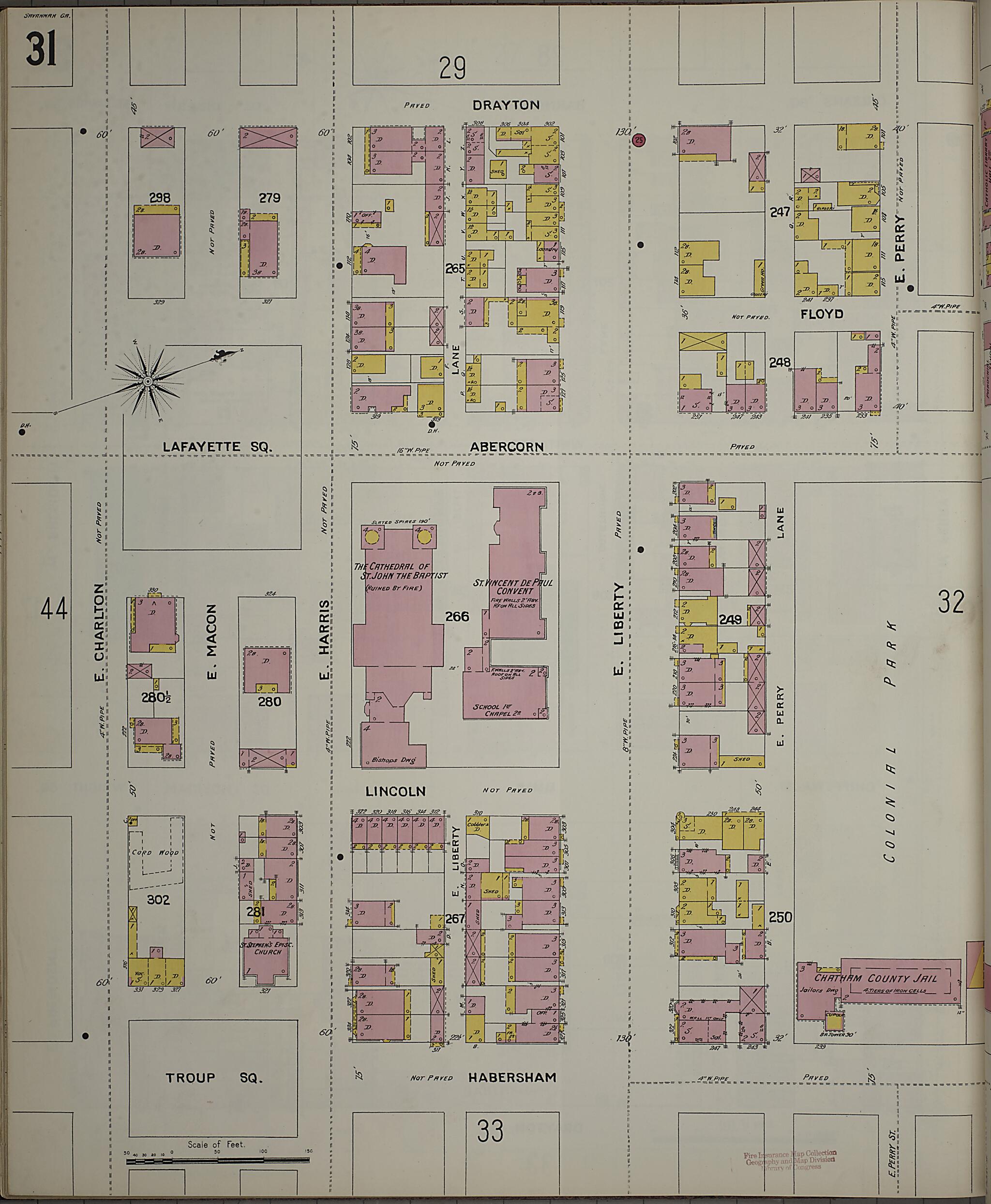 This old map of Savannah, Chatham County, Georgia was created by Sanborn Map Company in 1898