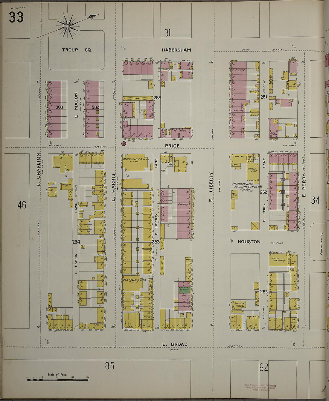 This old map of Savannah, Chatham County, Georgia was created by Sanborn Map Company in 1898