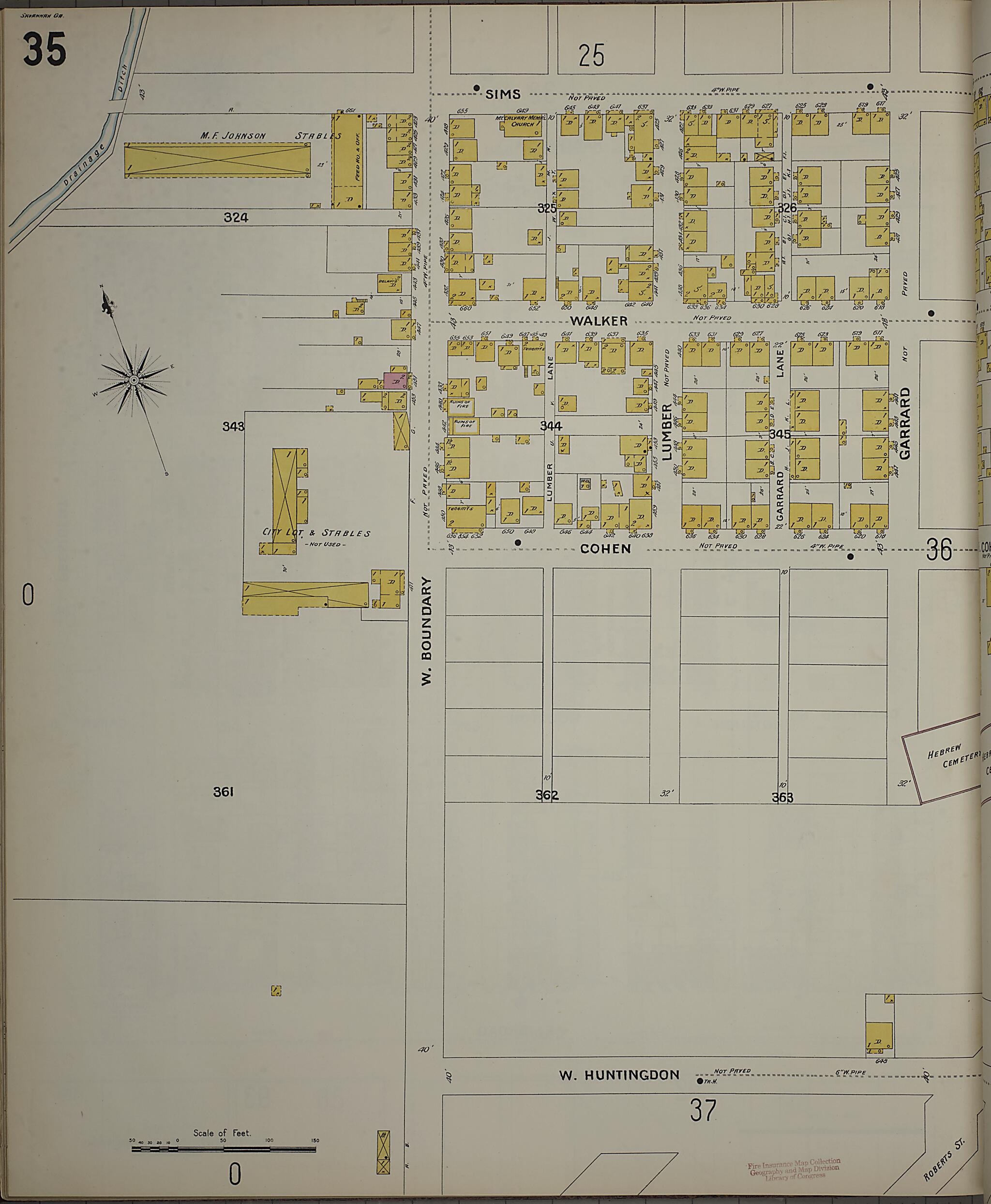 This old map of Savannah, Chatham County, Georgia was created by Sanborn Map Company in 1898